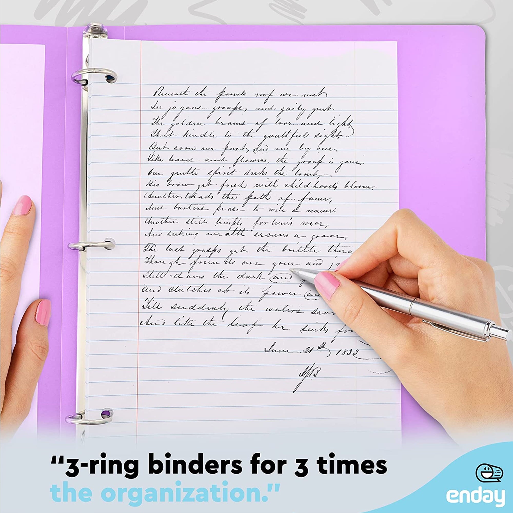 1 Inch 3 Ring Binder Presentation Book Office Supplies, Purple 2 Pack - Image 2