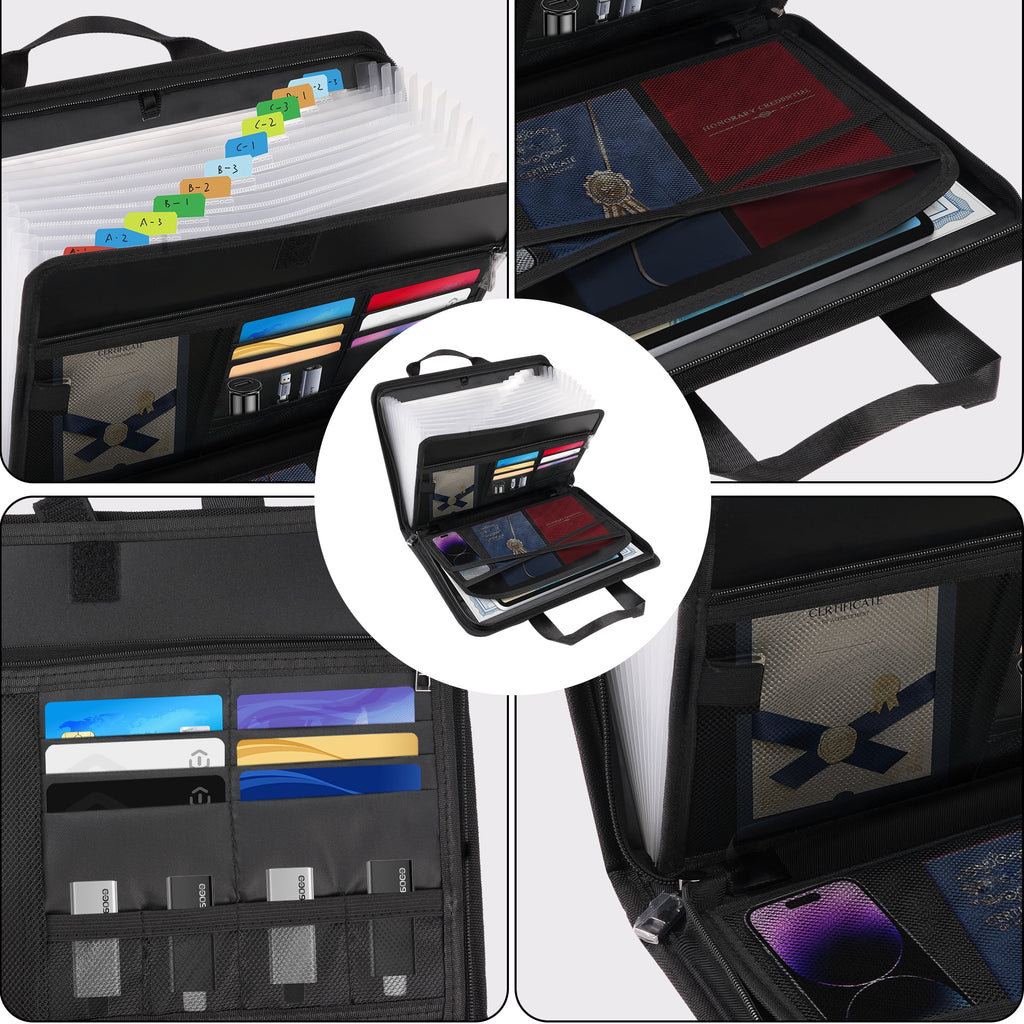 13 Pockets Fireproof Accordion File Organizer with Zipper & Labels,Large Capacity Fireproof and Waterproof File Stora... - Image 2