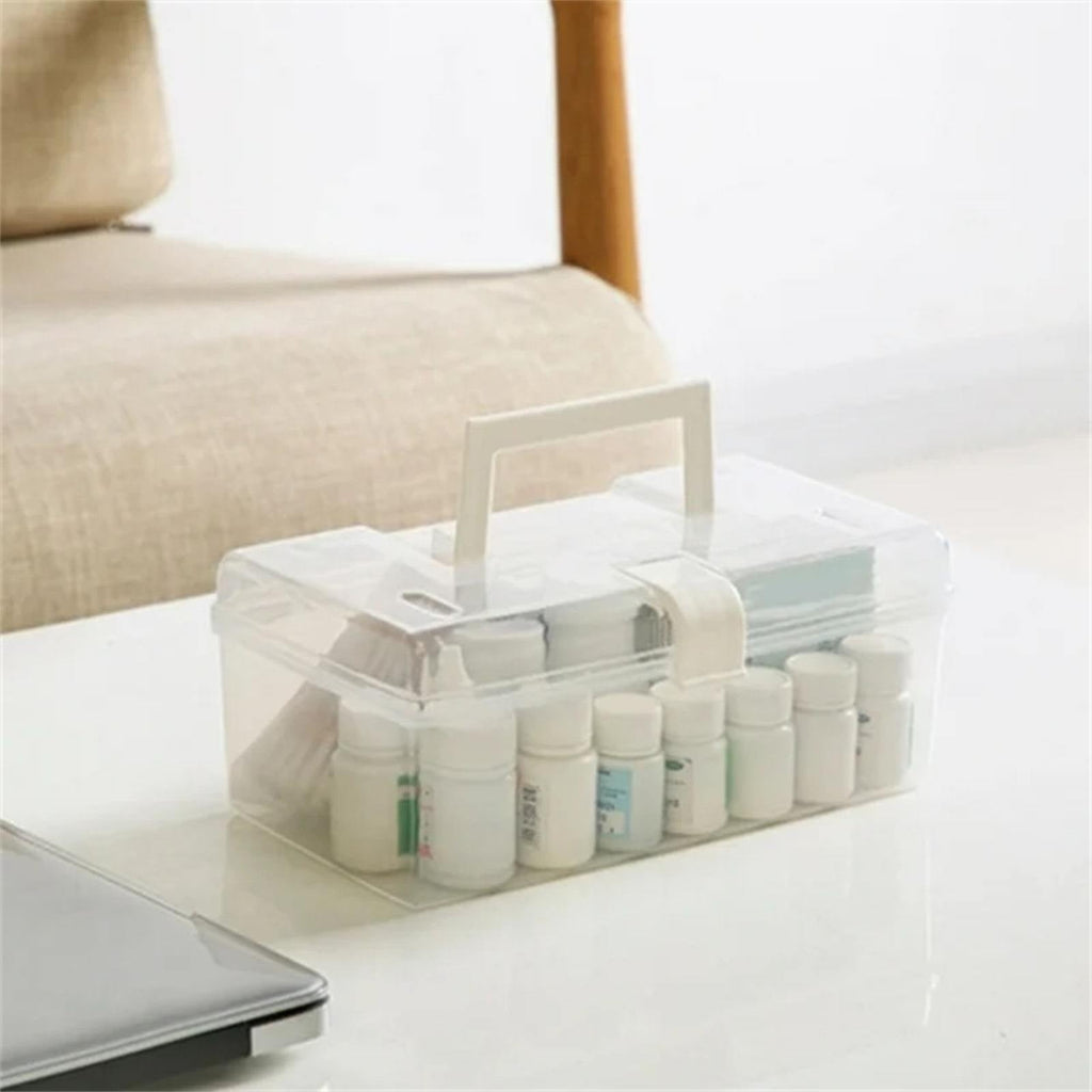Clear Storage Bins with Lid & Handle,Storage Box Organizing Container,Stackable Small Art & Office Supply Organizer Tote,Medicine Organizer - Image 2