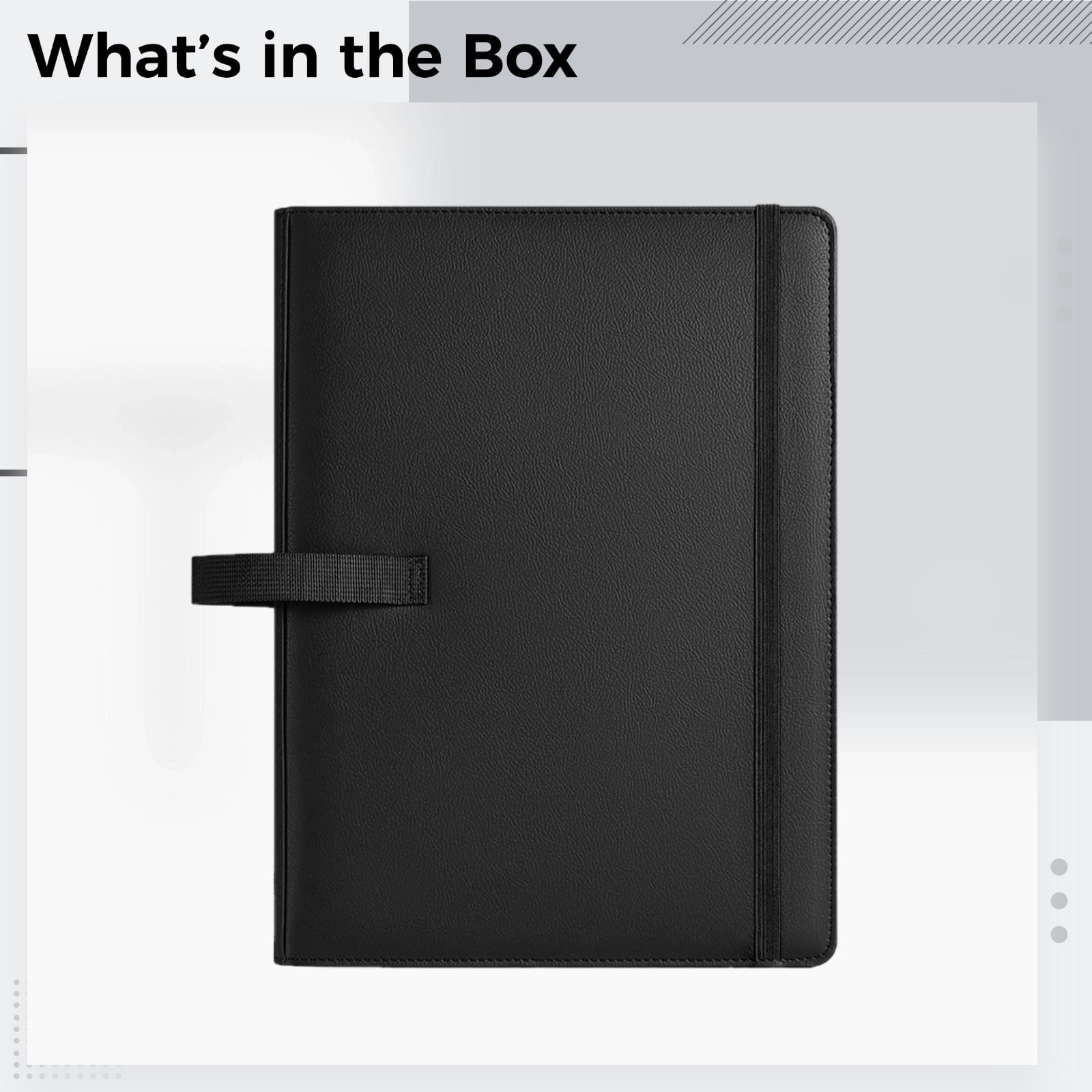 Black Holder, A4 Folder, Leather Three-Ring Binder, Multi-Pocket Design with Elastic Closure, Convenient for - Image 5