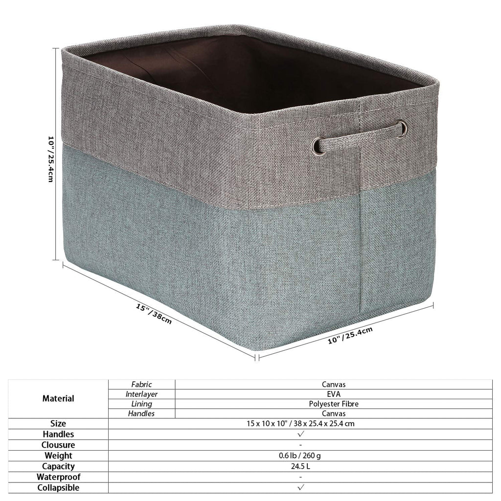 3-Pack Large Storage Basket Set, Trunk Organizer, Clothes Toys Bin, 15 x 10 x 10 Inches, Big Rectangular Canvas Fabri... - Image 4