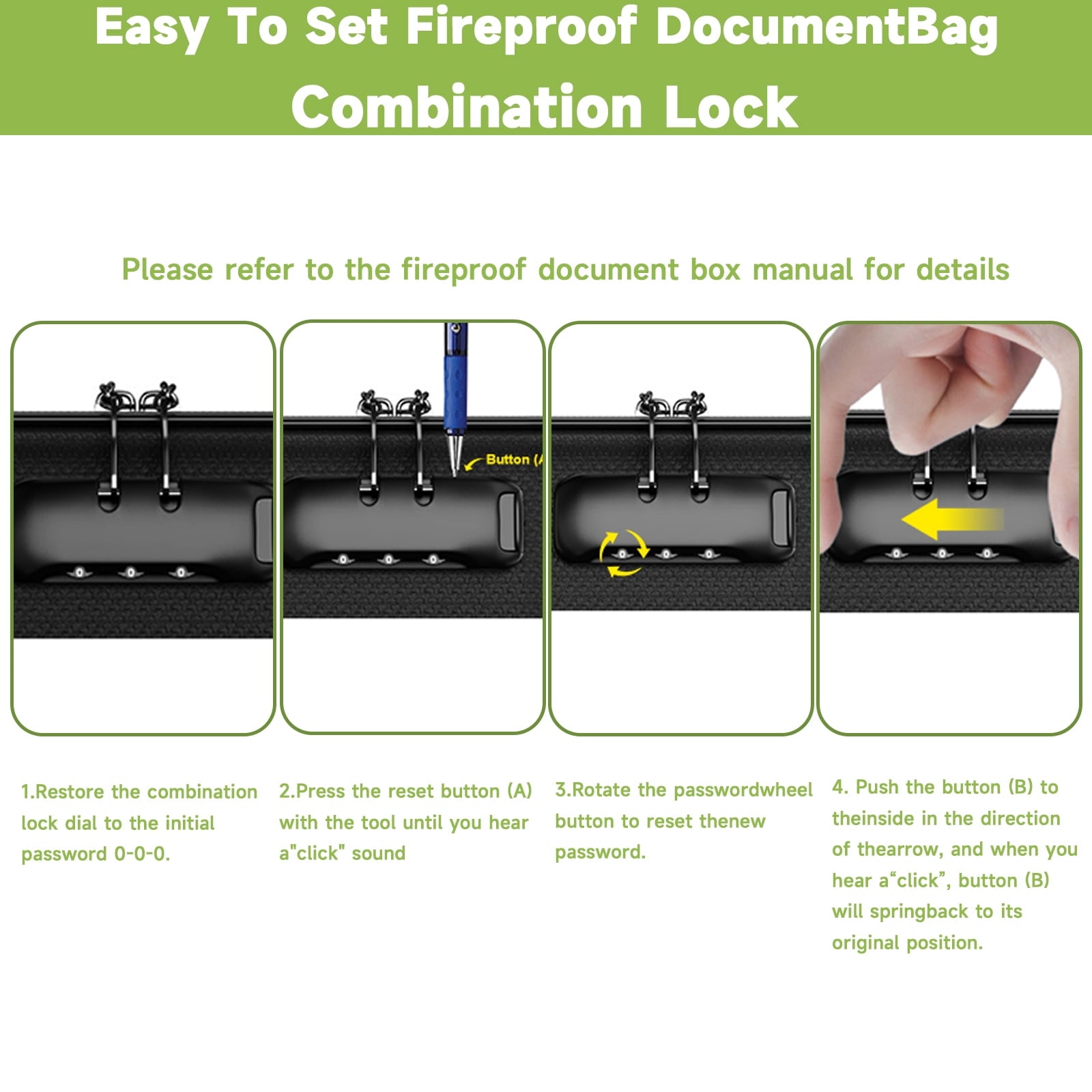 Fireproof File Organizer with Lock, Hard-Shell Case Fireproof Document Box with 13 Pocket Accordion File Folder, Port... - Image 3