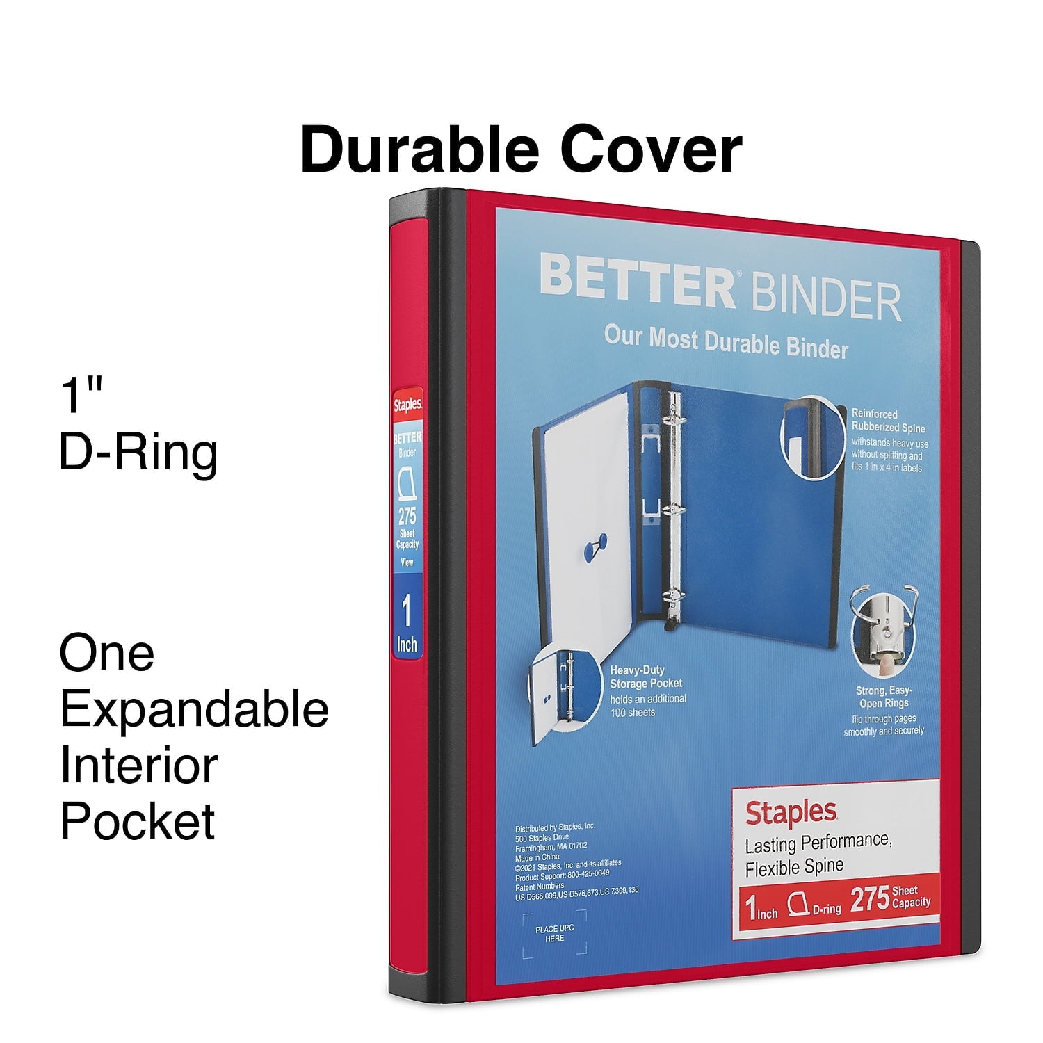 Better 1-Inch D 3-Ring View Binder Red (18370) 807722 - Image 2