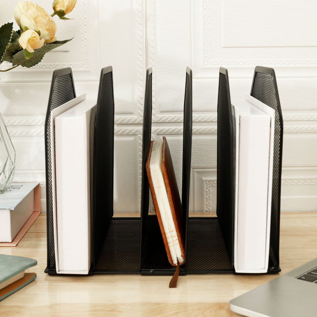 5/7 Metal Vertical Desktop Organizer Sturdy Desk File Organizer Adjustable Mesh File Folder Stand Sorter for Home - Image 6
