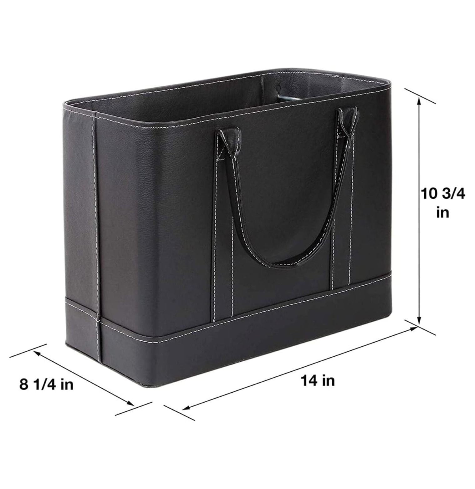 File Organizer Tote Bag - Portable Document Holder Box with Handle, Black Vegan Leather, Home & Office Storage, Legal... - Image 3