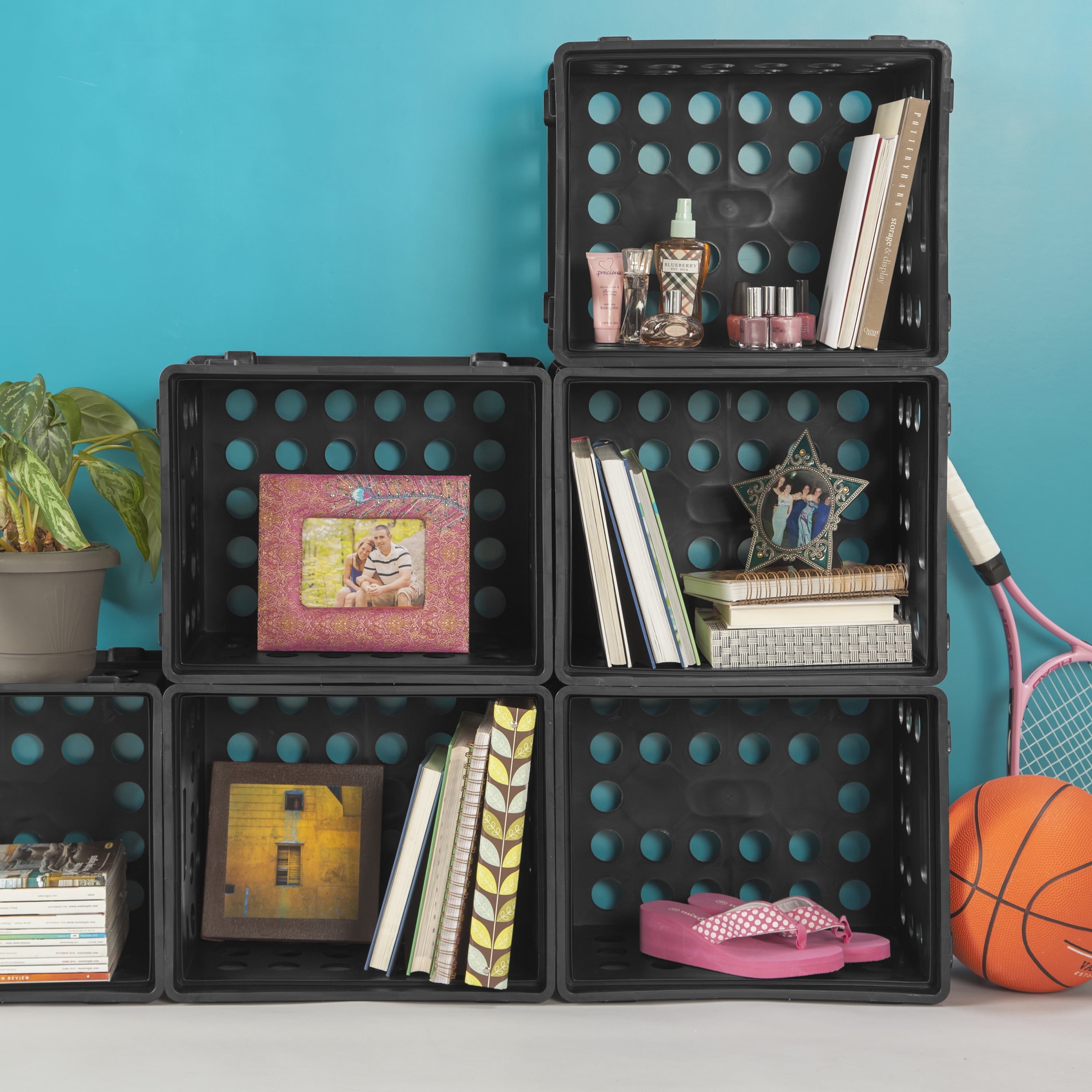 Sterilite File Crate, Versatile Plastic Storage Bin with Through Handles, Fits Letter & Legal-sized Hanging Files, Stackable, Black, 6 Pack - Image 5
