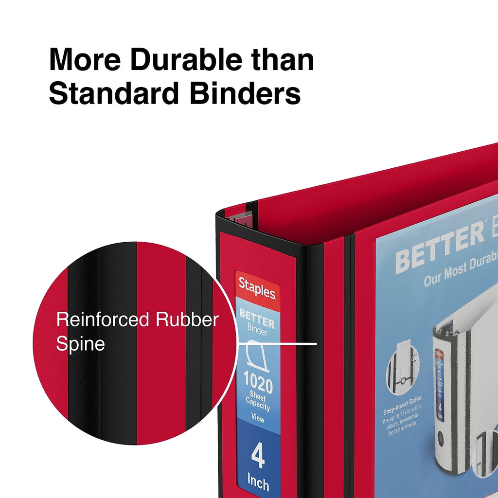 Better 4-inch 3 Ring View Binder Red 1618291 - Image 4