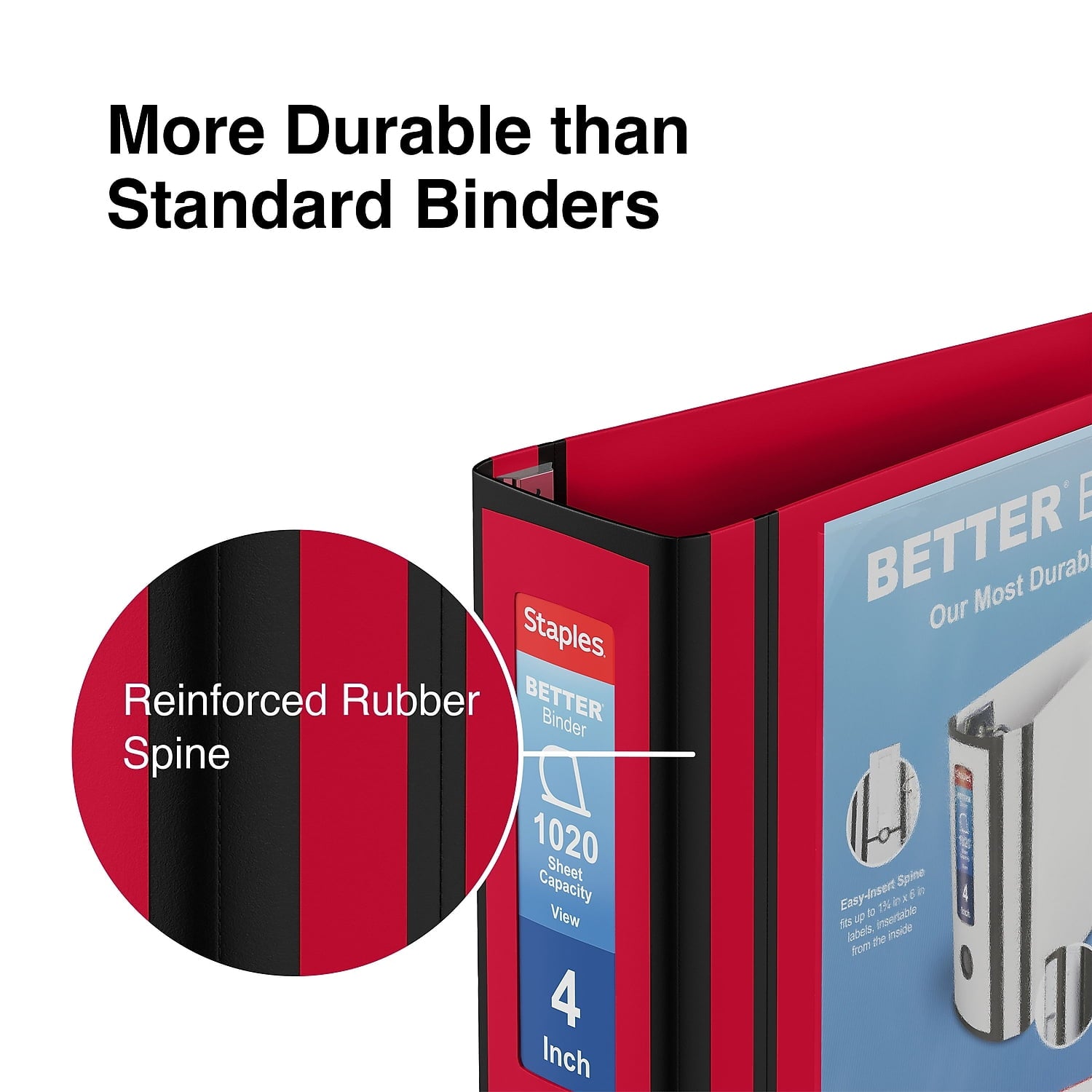 Better 4-inch 3 Ring View Binder Red 1618291 - Image 4