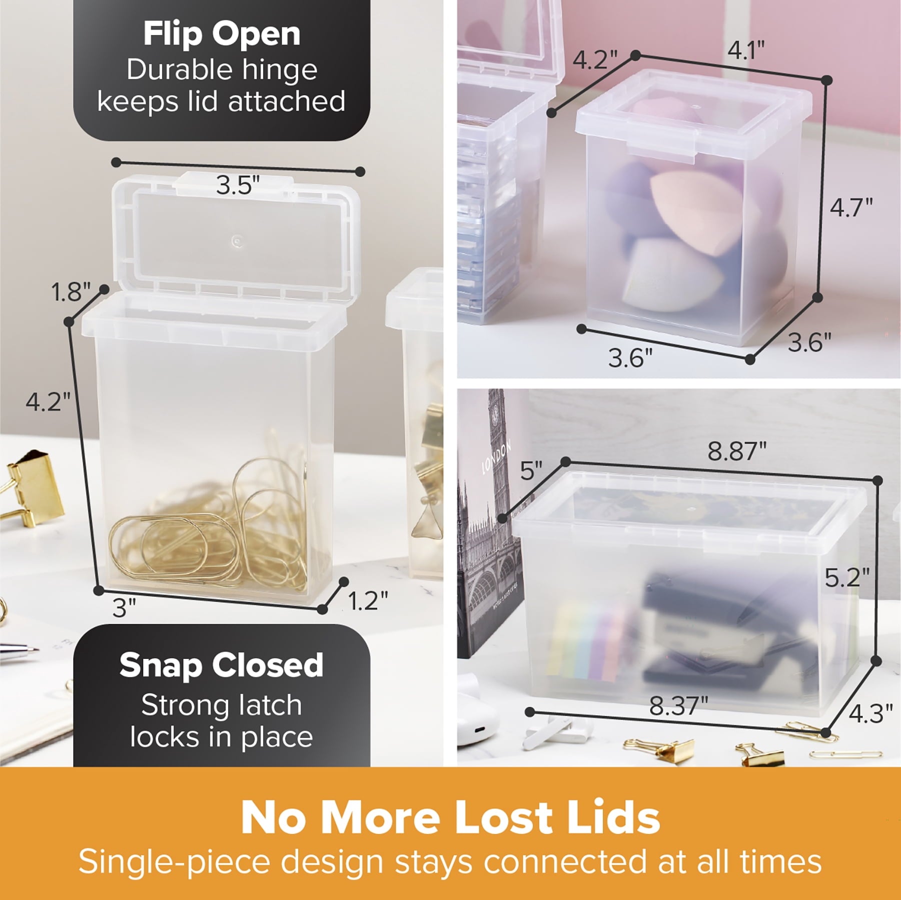 Kect Nest Clear Boxes, Stacking/Nesting, 7-Piece Bundle, 1 Large, 2 Medium, 4 Small - Image 4