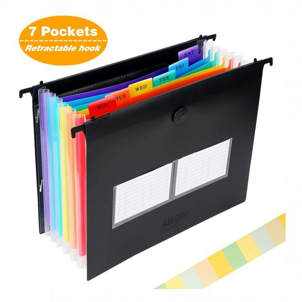 Letter Size 7 Pockets Accordian Organizer Expanding Folder for Filing Cabinet/Accordion Box Rainbow Plastic Document ... - Image 6