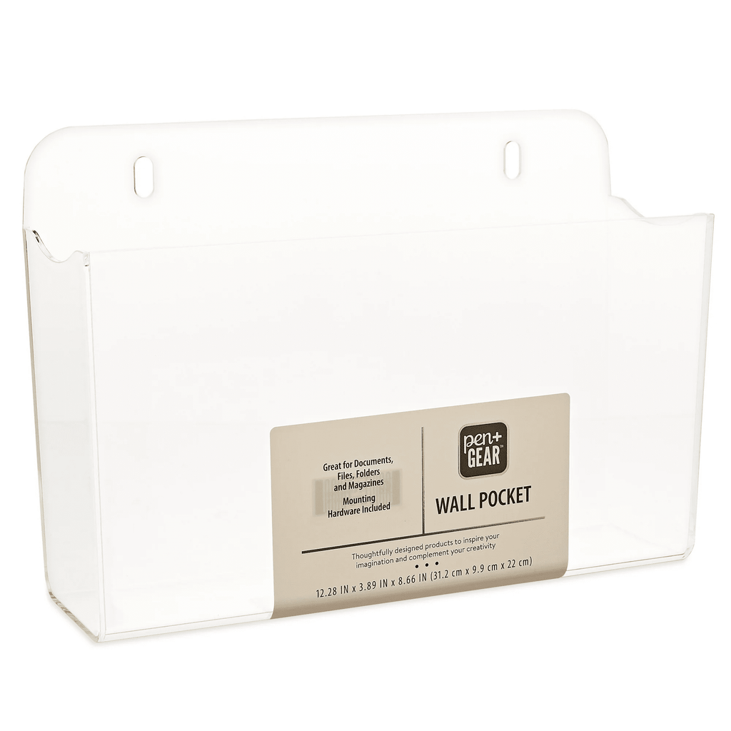 Pen+Gear Acrylic Wall Pocket, 12.28"x3.89"x8.66", Clear, File Organizers, Wall Mount - Image 4