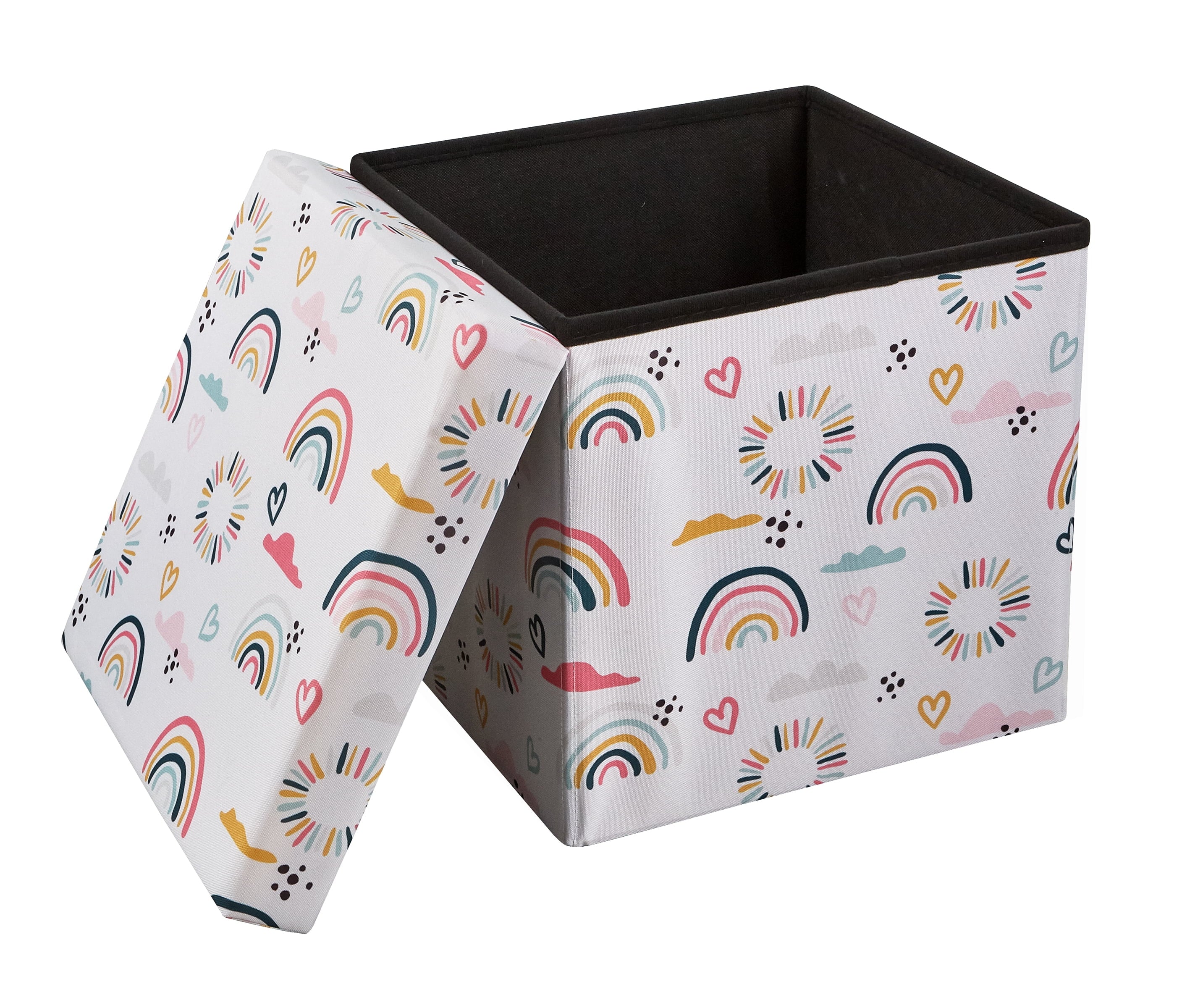 Kids 15" Collapsible Toy Storage Bin with Rainbow and Heart Design - Image 4