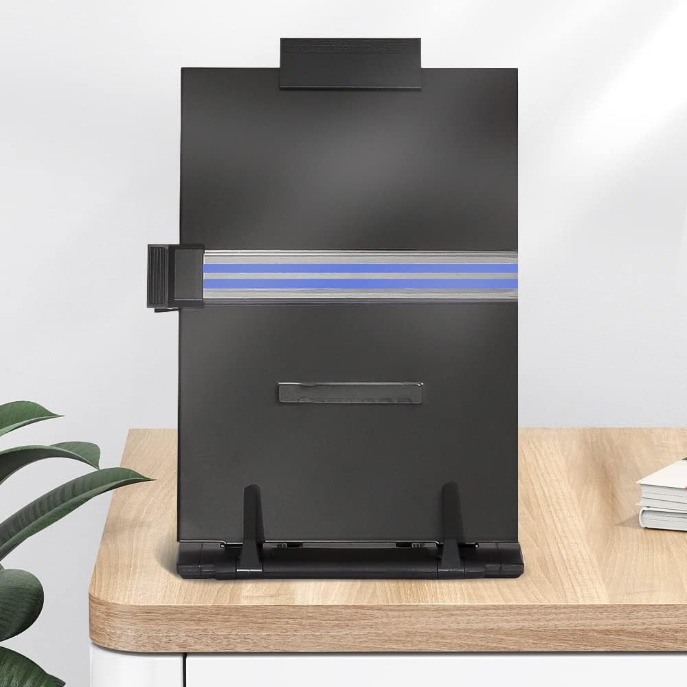 Holder Stand with 7 Adjustable Positions, Black Metal File Organizer Management Copyholder for Typing Speech Reading ... - Image 5