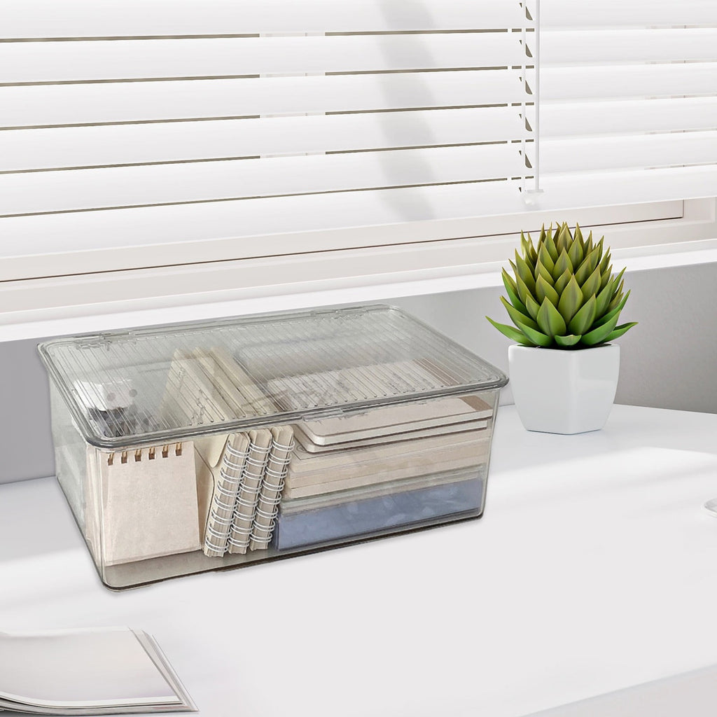 Small Stackable Storage Bins with Hinged Lid, Acrylic Organizer Box, Clear Storage Box, Cosmetic Case for Home, Office - Image 4