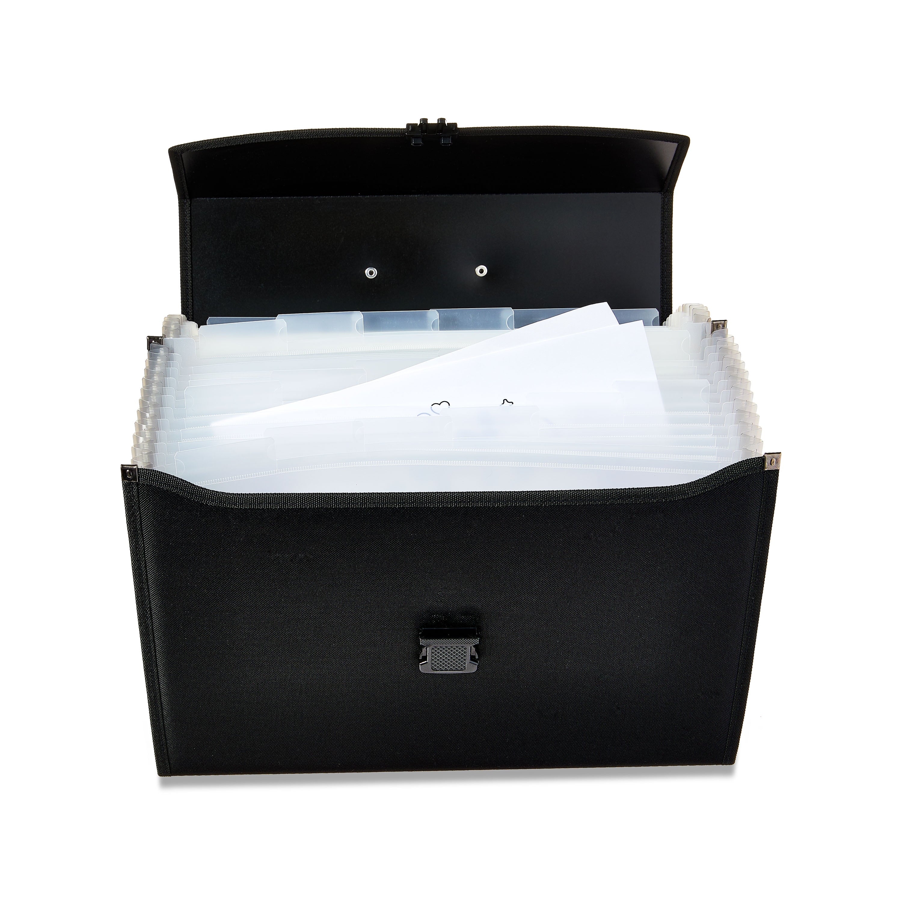 Pen+Gear Expanding File Organizer, Black Fabric, 26 Pockets and Top Handle - Image 5