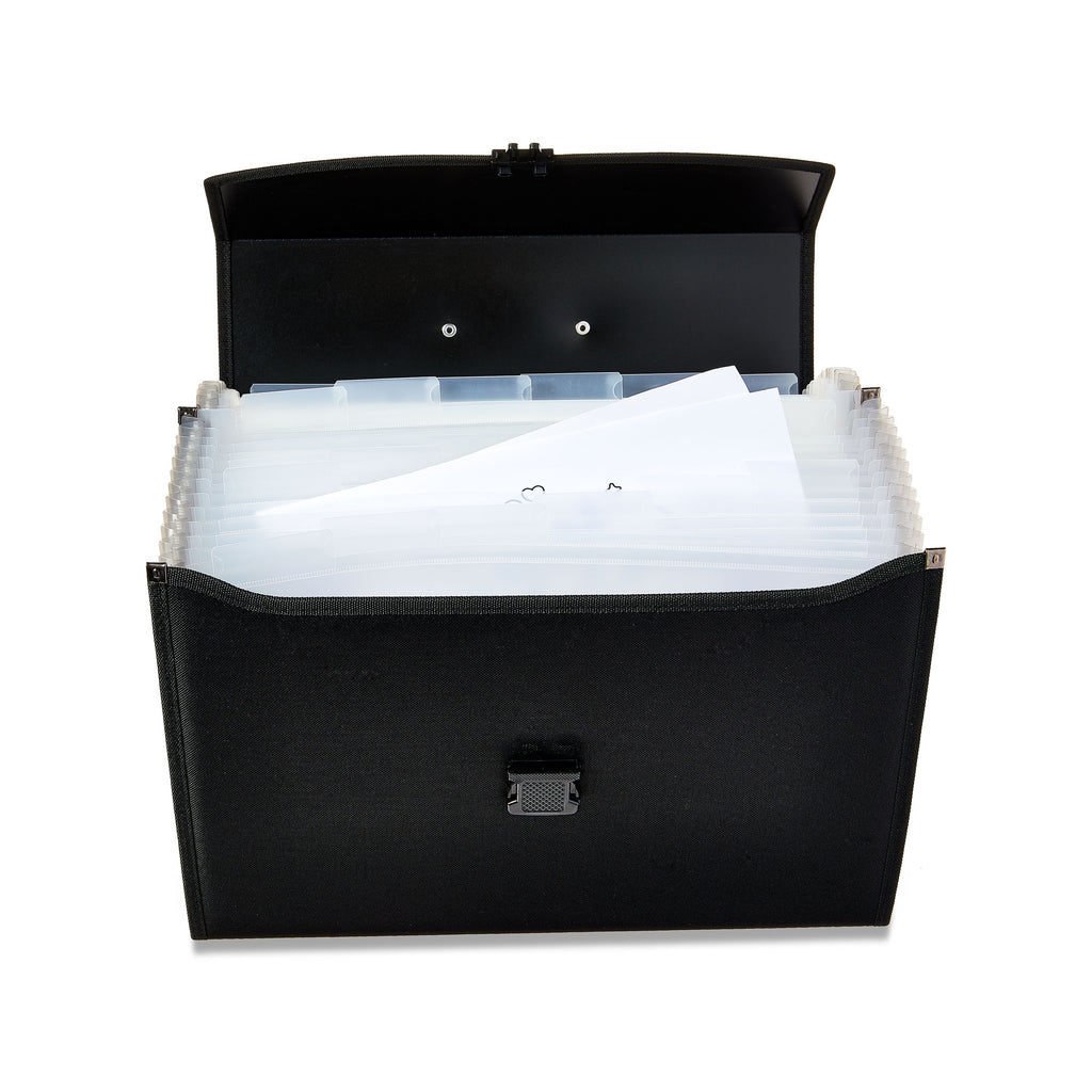Pen+Gear Expanding File Organizer, Black Fabric, 26 Pockets and Top Handle - Image 5