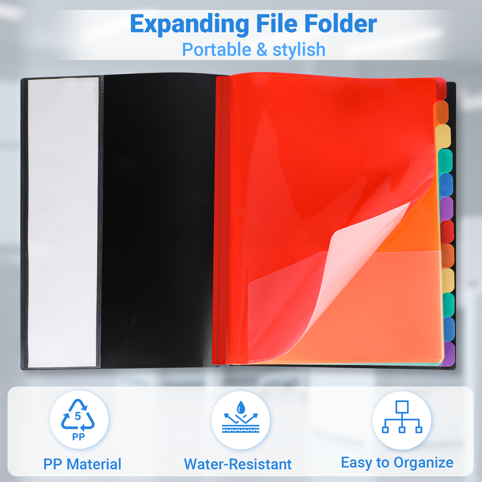Troxlin Expanding File Folder 12 Pockets Accordion File Organizer with Colorful Tabs,Portable A4 Letter Size Paper Document Receipt Organize - Image 4