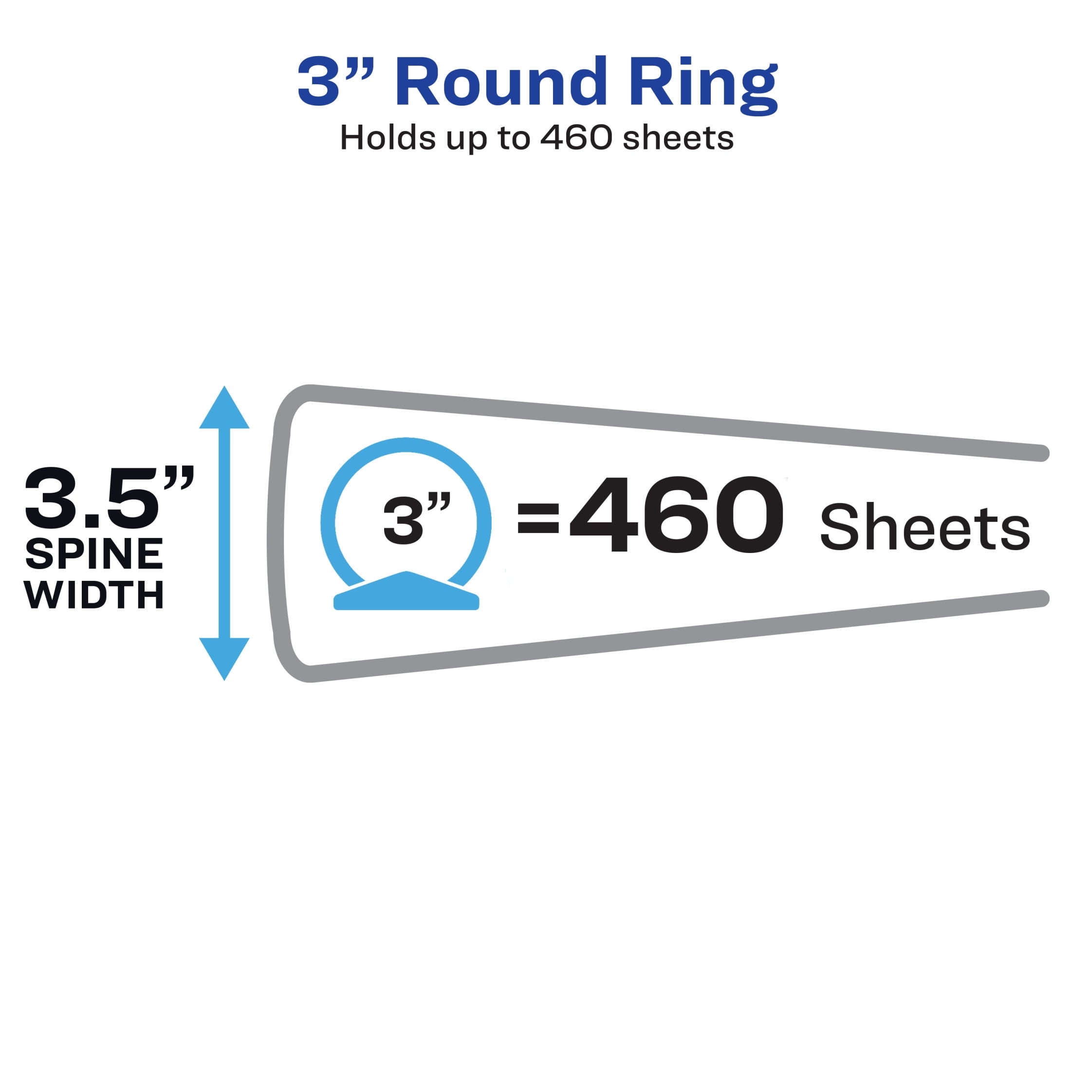 Standard View Binder, 3" Round Rings, Black Binder (05740) - Image 2