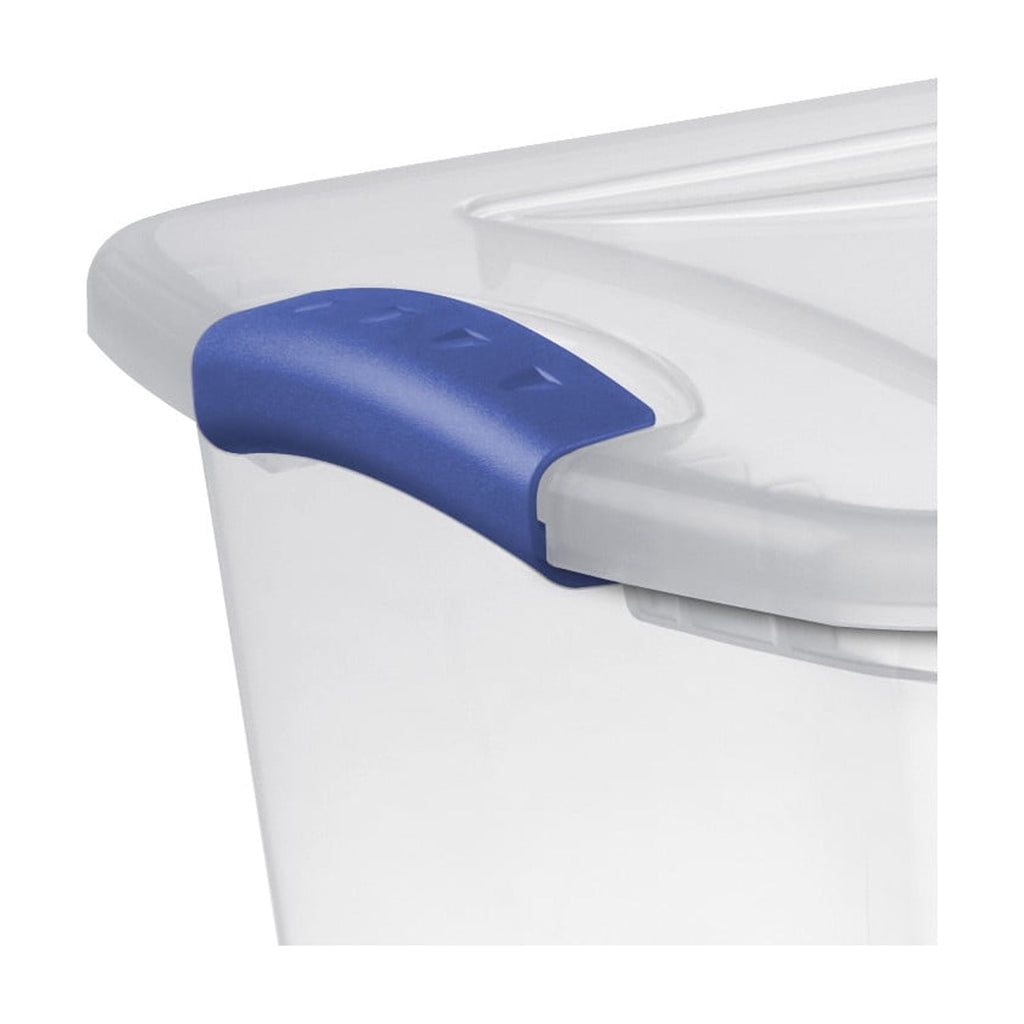 27 Quart Medium Latching Storage Bin, Clear Plastic Stoarge Conatiner with Latch Lid, Blue - Image 6