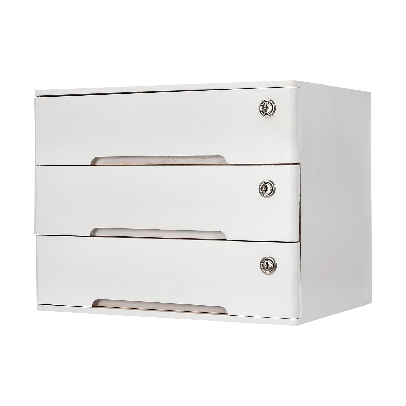 Wooden Desktop Storage Box with Lockable Drawers, Office Supplies File Organizer - Image 6