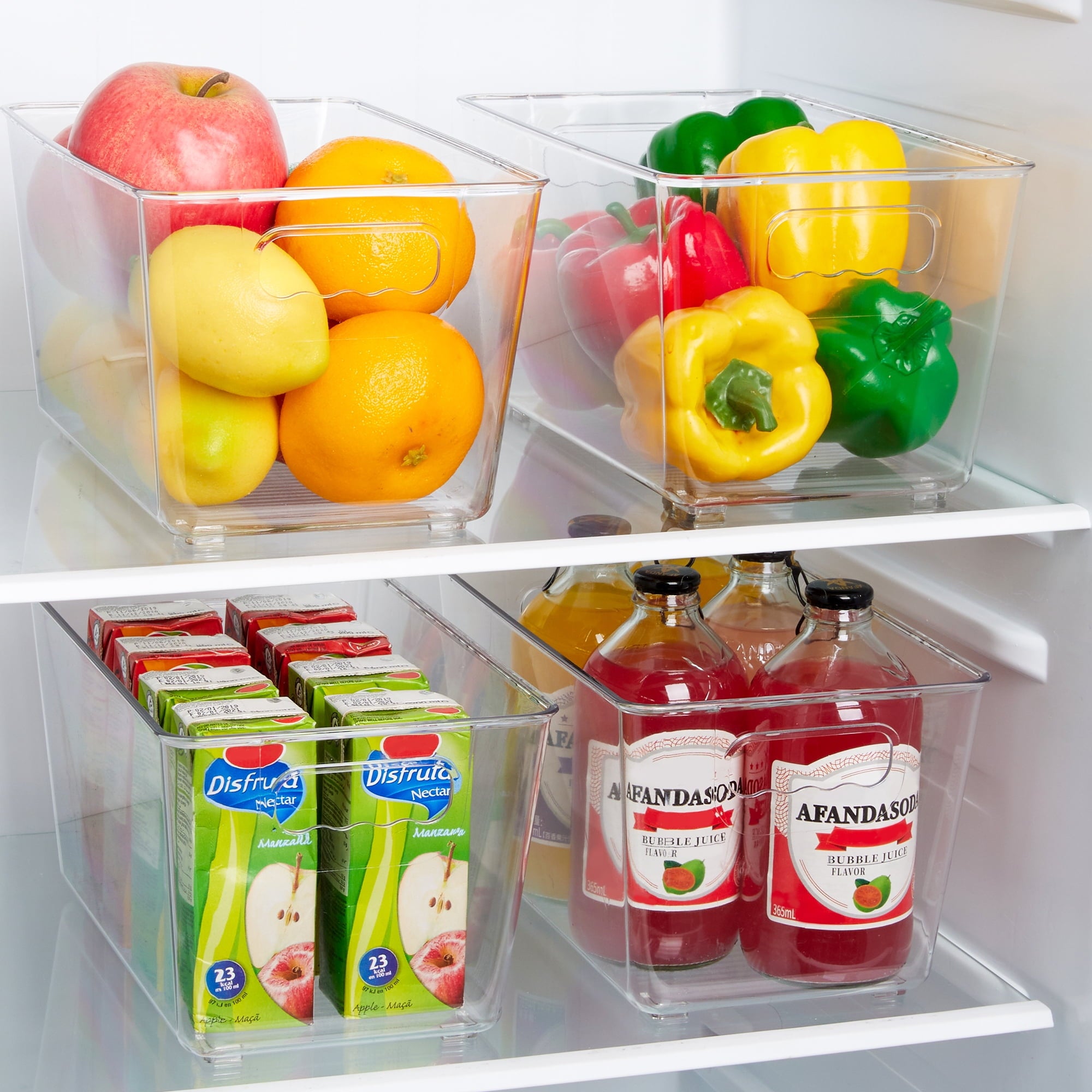 Clear Plastic Storage Bins, 4 PCS Pantry Organizer Bins with Handle,Medium - Image 2