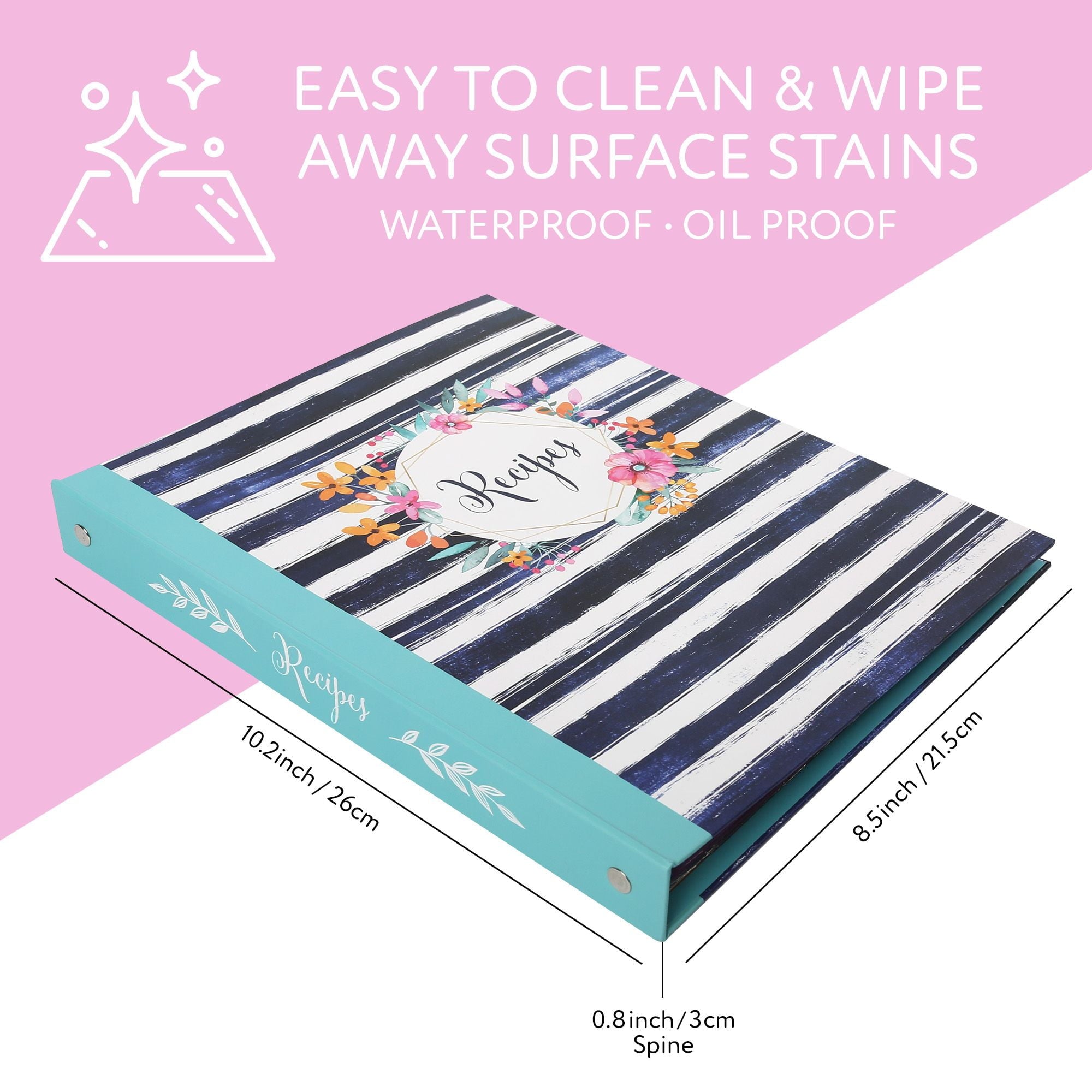 Recipe Binder, 3-Ring Recipe Binder, Kitchen Recipe Cards Binder Organizer Set, 8.5" x 10" - Image 3