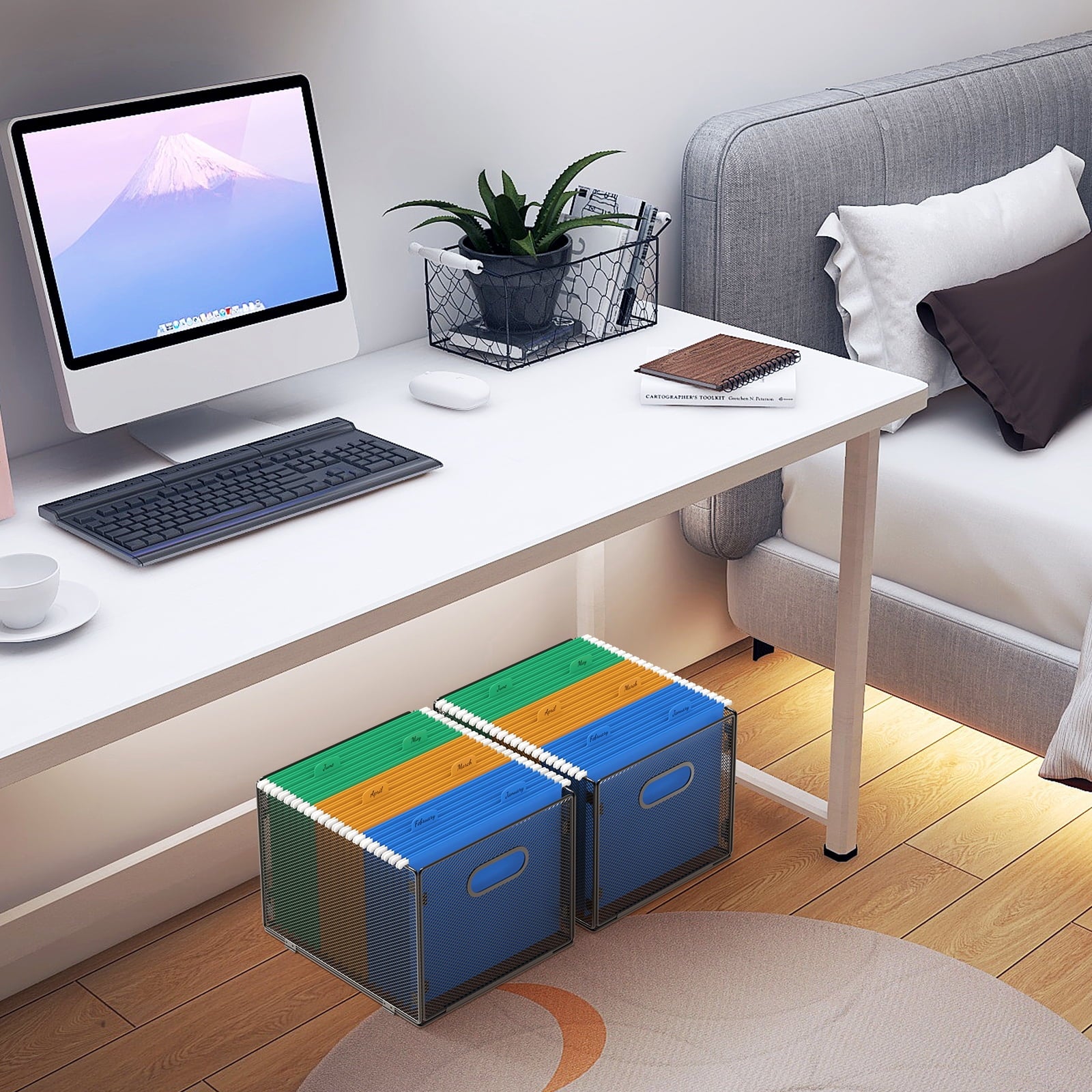 2 Pack Hanging File Organizer, Mesh File Folder Box Filing Box File Cabinet Organizer Storage Boxes, Letter Size - Image 5