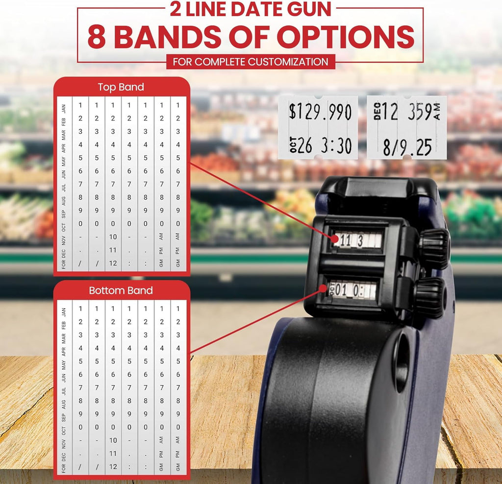 Perco Pro 2 Line Date Gun, Includes 16 Digits Date Gun Labeler, Pre-Loaded Roll of 750 White Labels and Ink Roll - Image 6