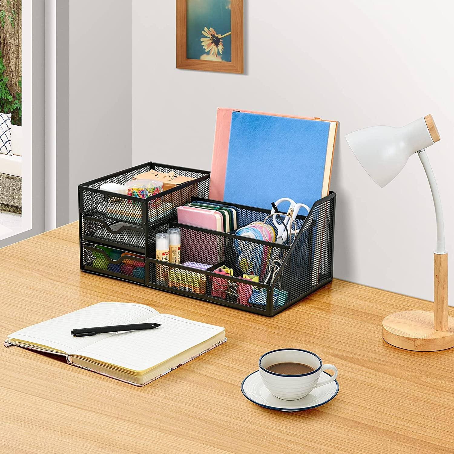 Marbrasse Mesh Desk Organizer with Drawers,, Office Desktop Organization for Office Supplies,（1Pack） - Image 2