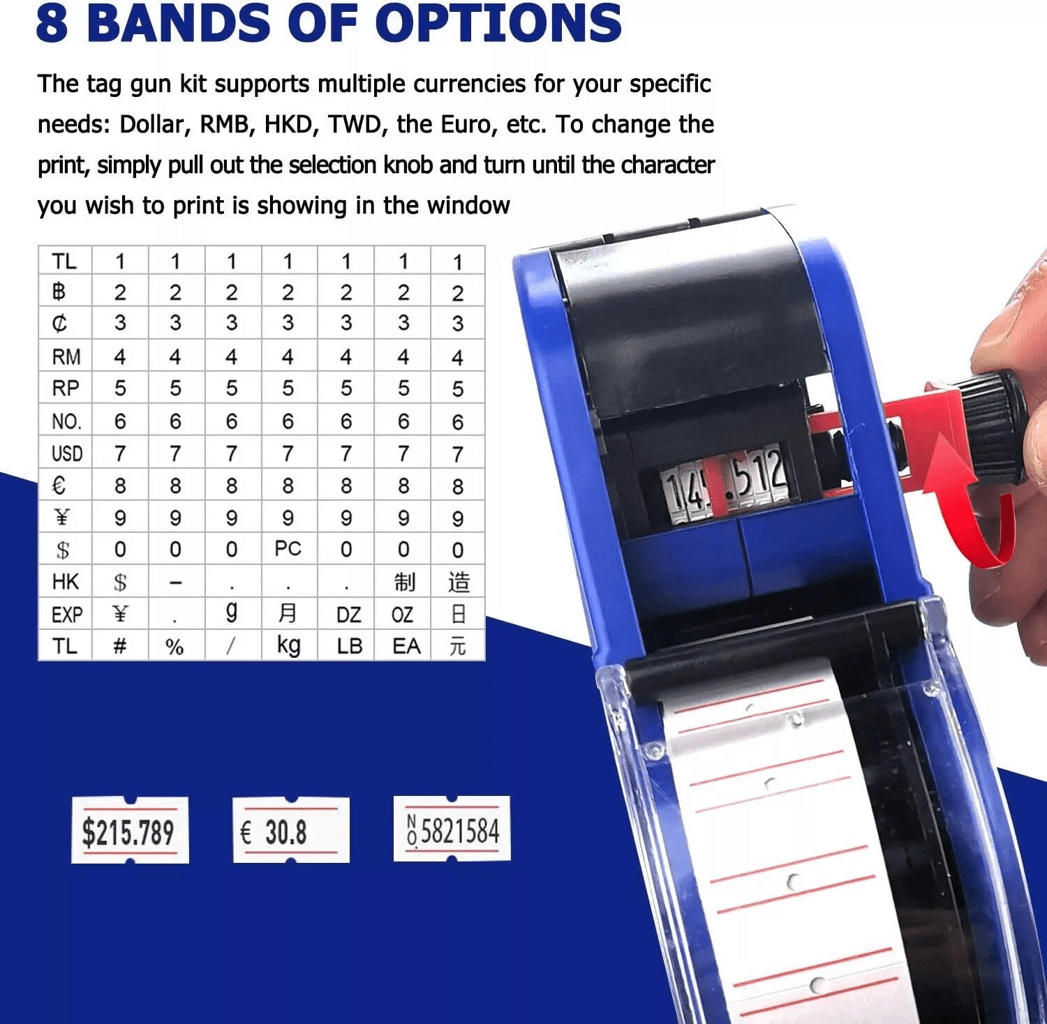 MX-5500 8 Digits Price tag Gun with 10000 Sticker Labels and 10 Ink Refill, Label Maker Pricing Gun Kit Numerical Tag Gun for Office, Retail - Image 2
