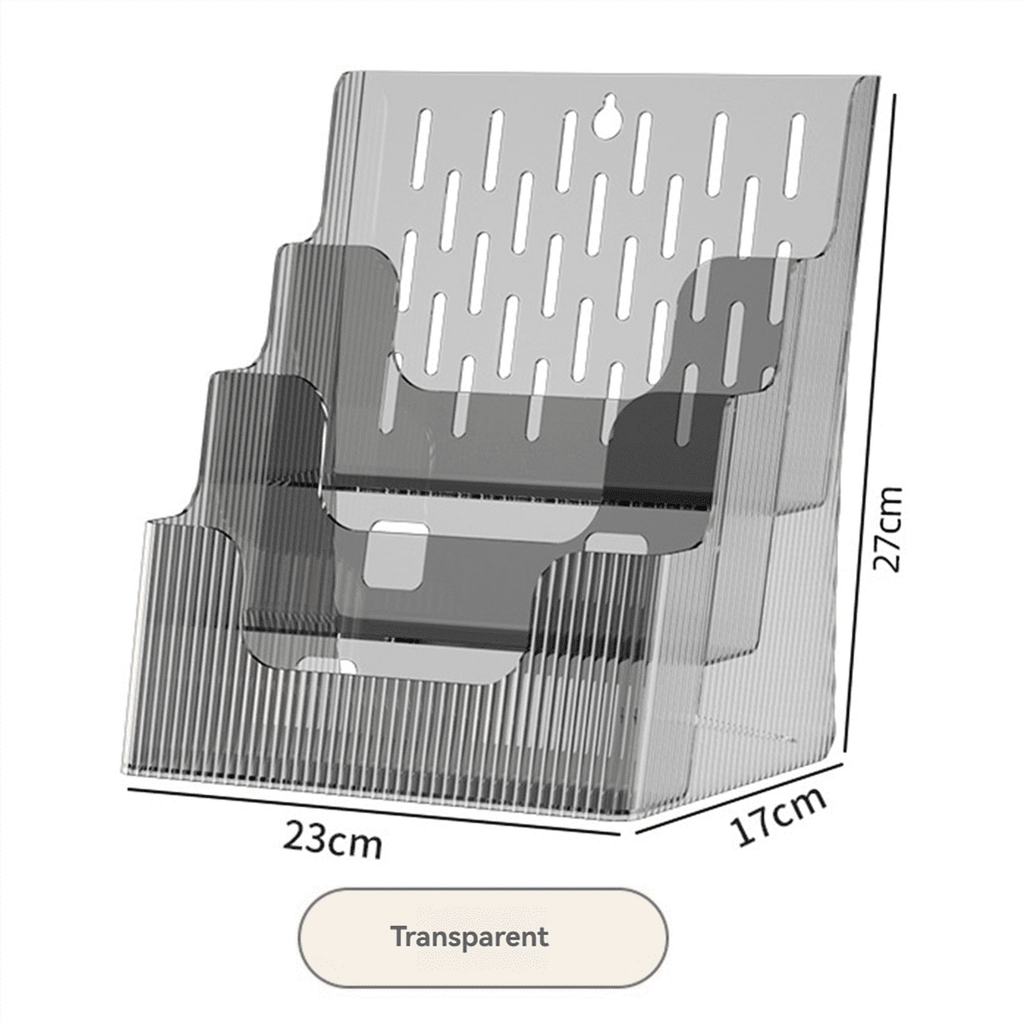 A4 File Display Clear Storage Box Office Single Layer Desktop Sorter Pocket Booklet and Brochure Holder Gray - Image 2