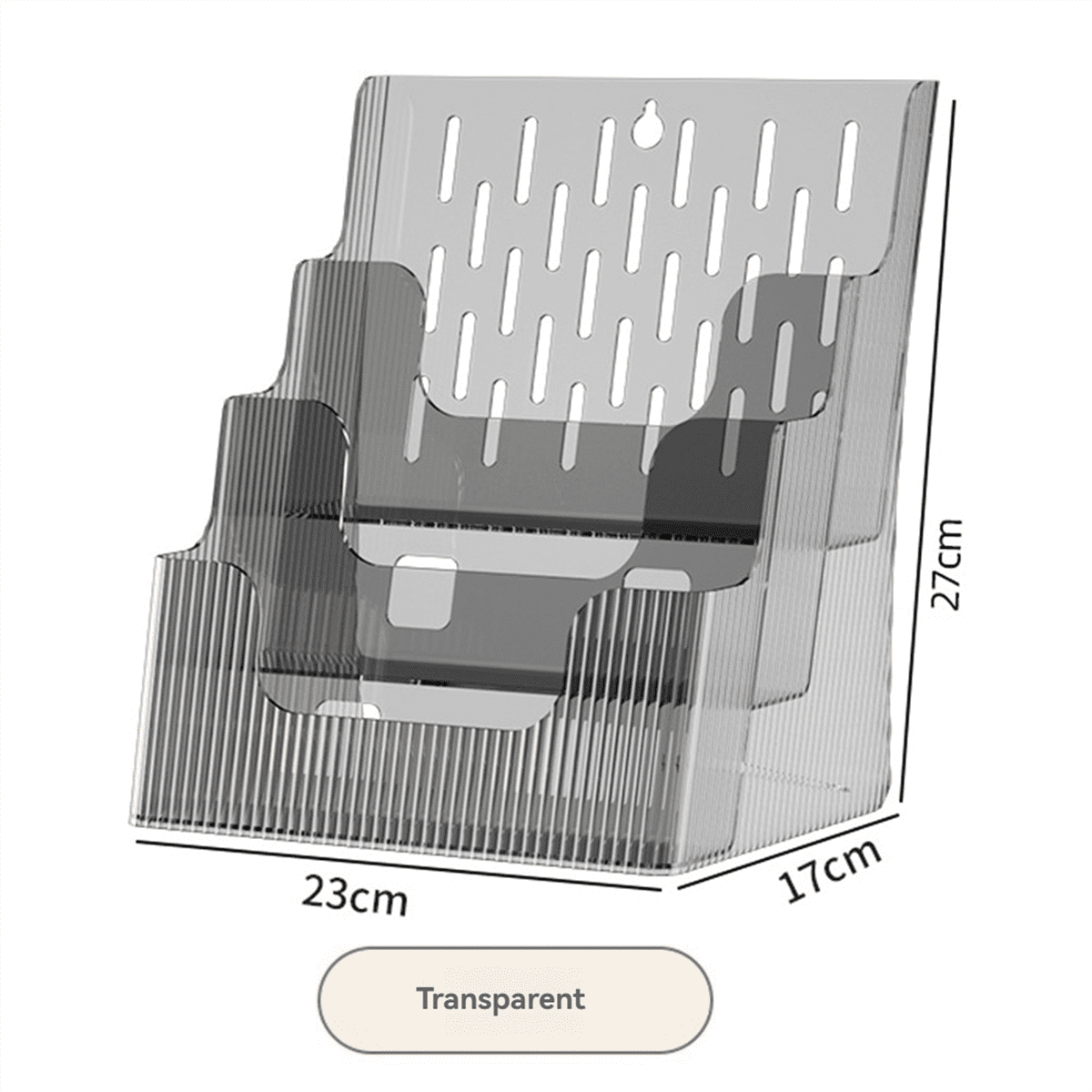 A4 File Display Clear Storage Box Office Single Layer Desktop Sorter Pocket Booklet and Brochure Holder Gray - Image 2