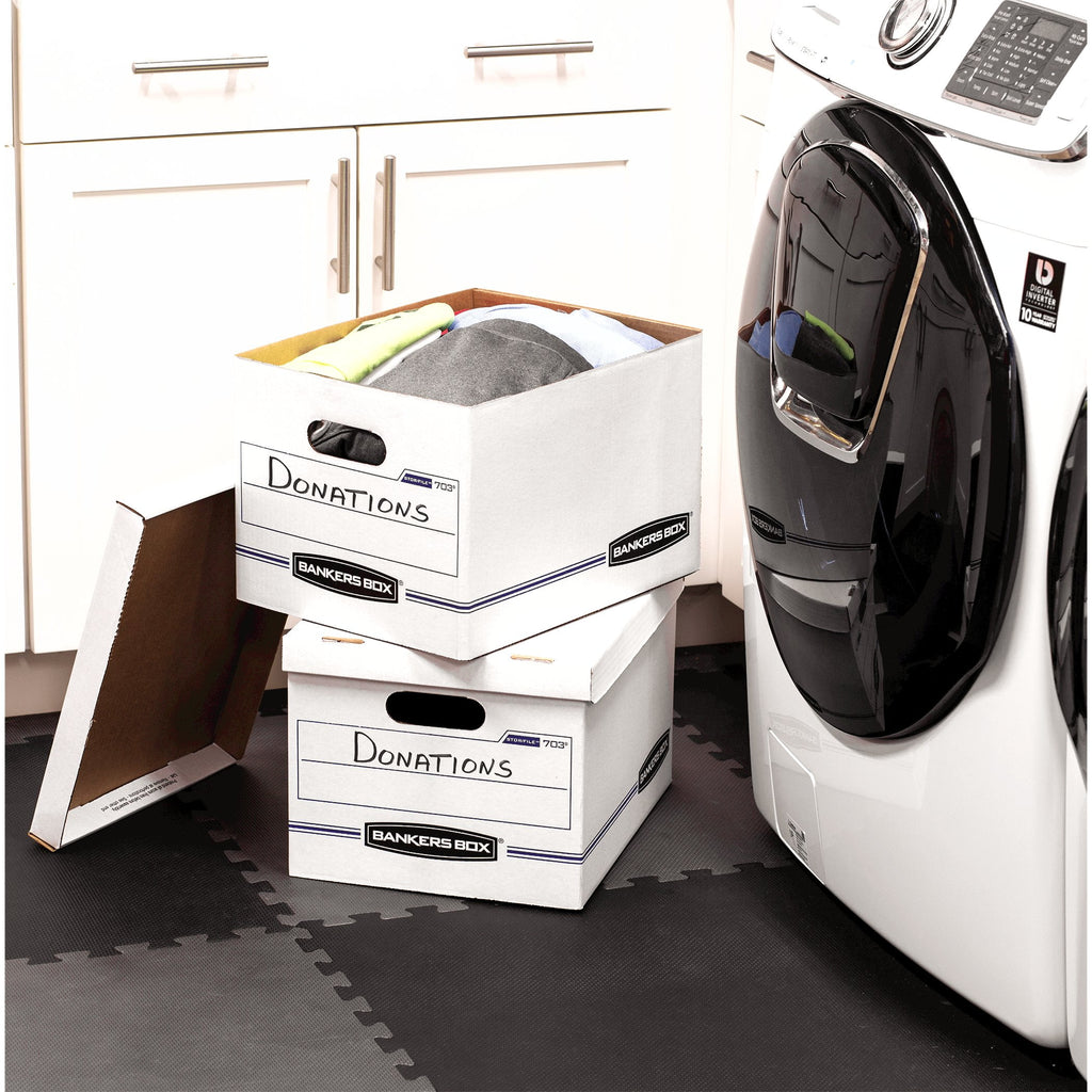 Letter/Legal Size Storage Boxes, 4 per Carton, White, Small/Large Office - Basic Duty - Image 4