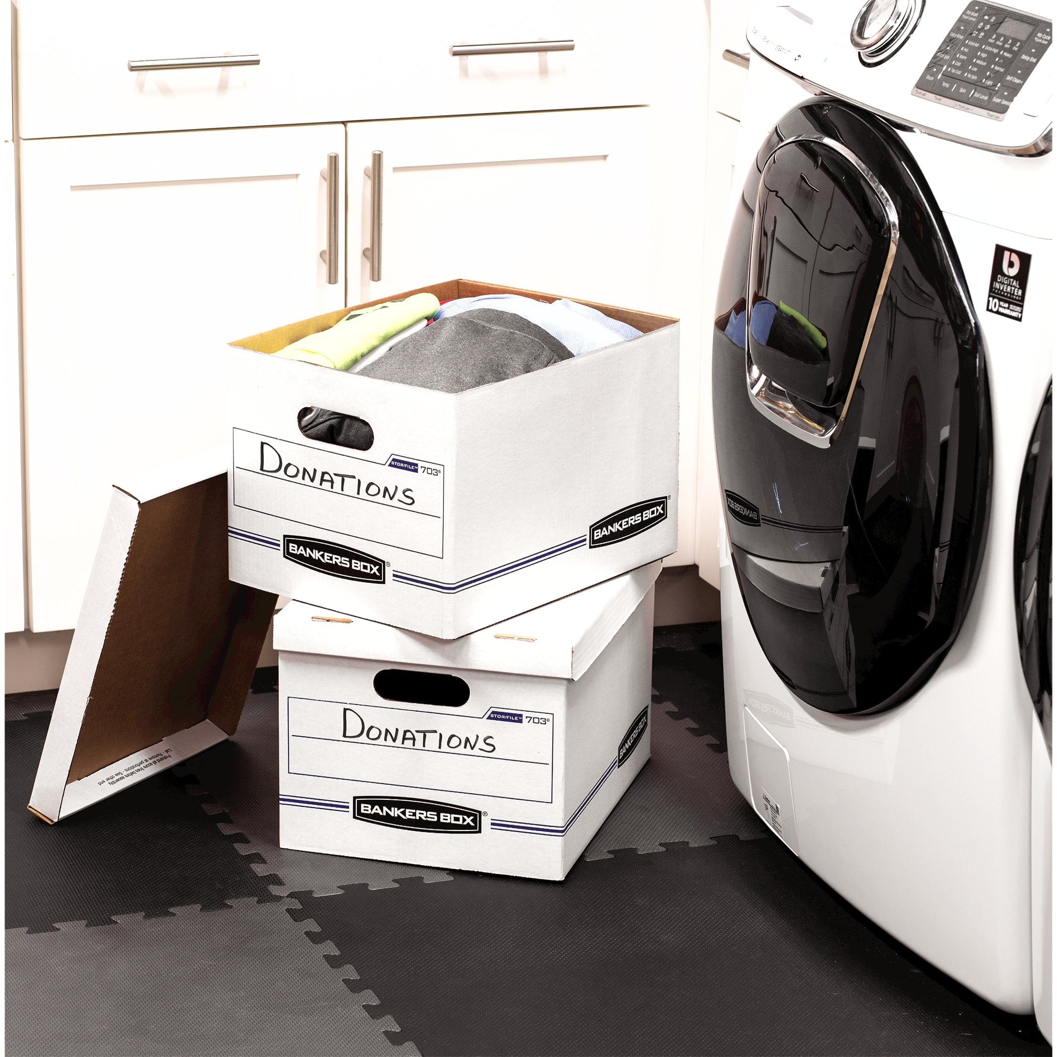 Letter/Legal Size Storage Boxes, 4 per Carton, White, Small/Large Office - Basic Duty - Image 4