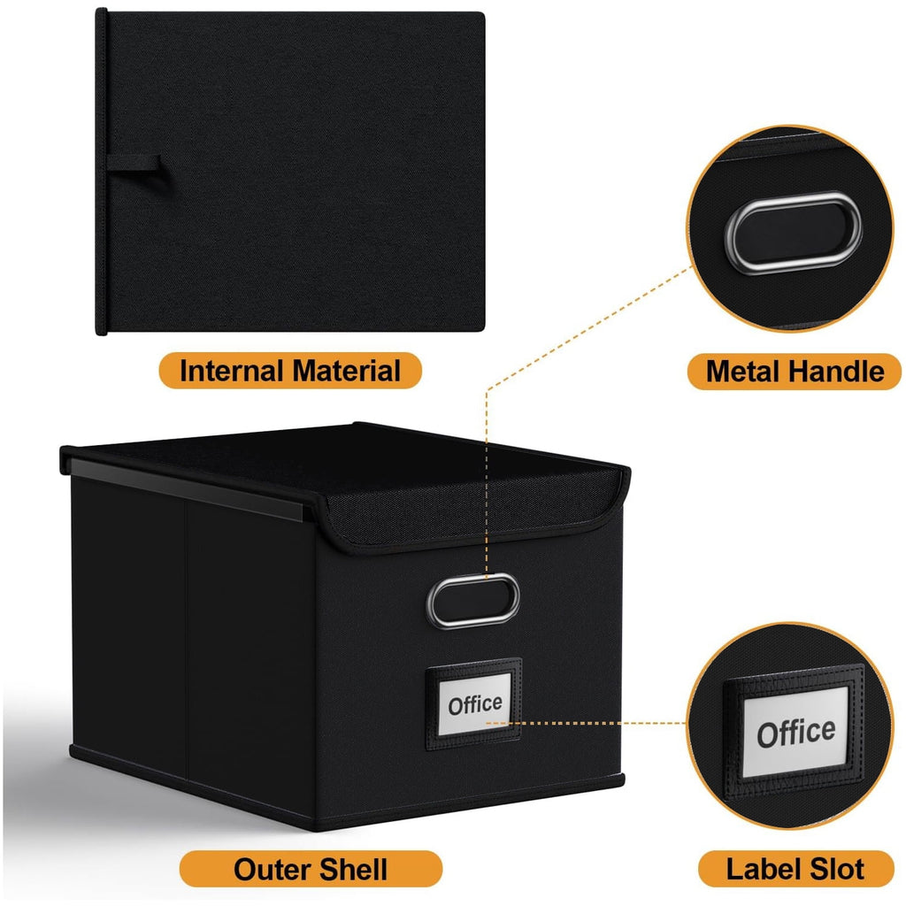 File Box, Foldable File Organiser Box with Lid, Foldable Fabric Hanging Filing Box with Plastic Slide for Home Storag... - Image 2
