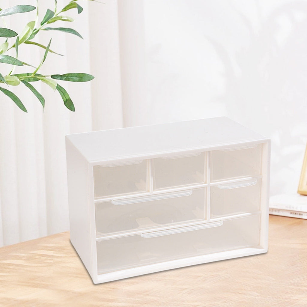 Mini Desk Drawer Organizer with 6 Clear Drawers - Small Plastic Storage Box for Office, Classroom, Crafts, Home Deskt... - Image 2