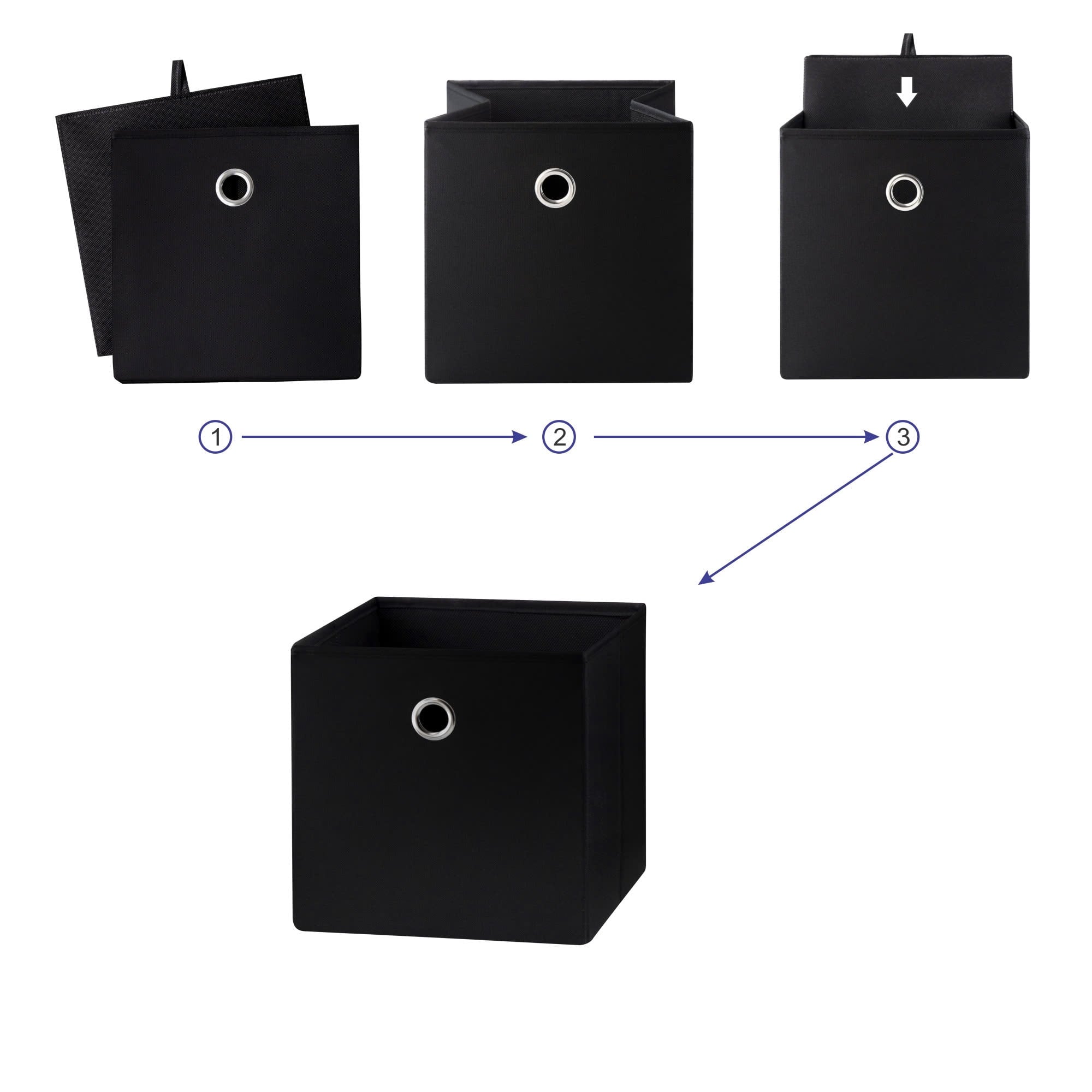 Collapsible Fabric Cube Storage Bin, Rich Black - Image 4