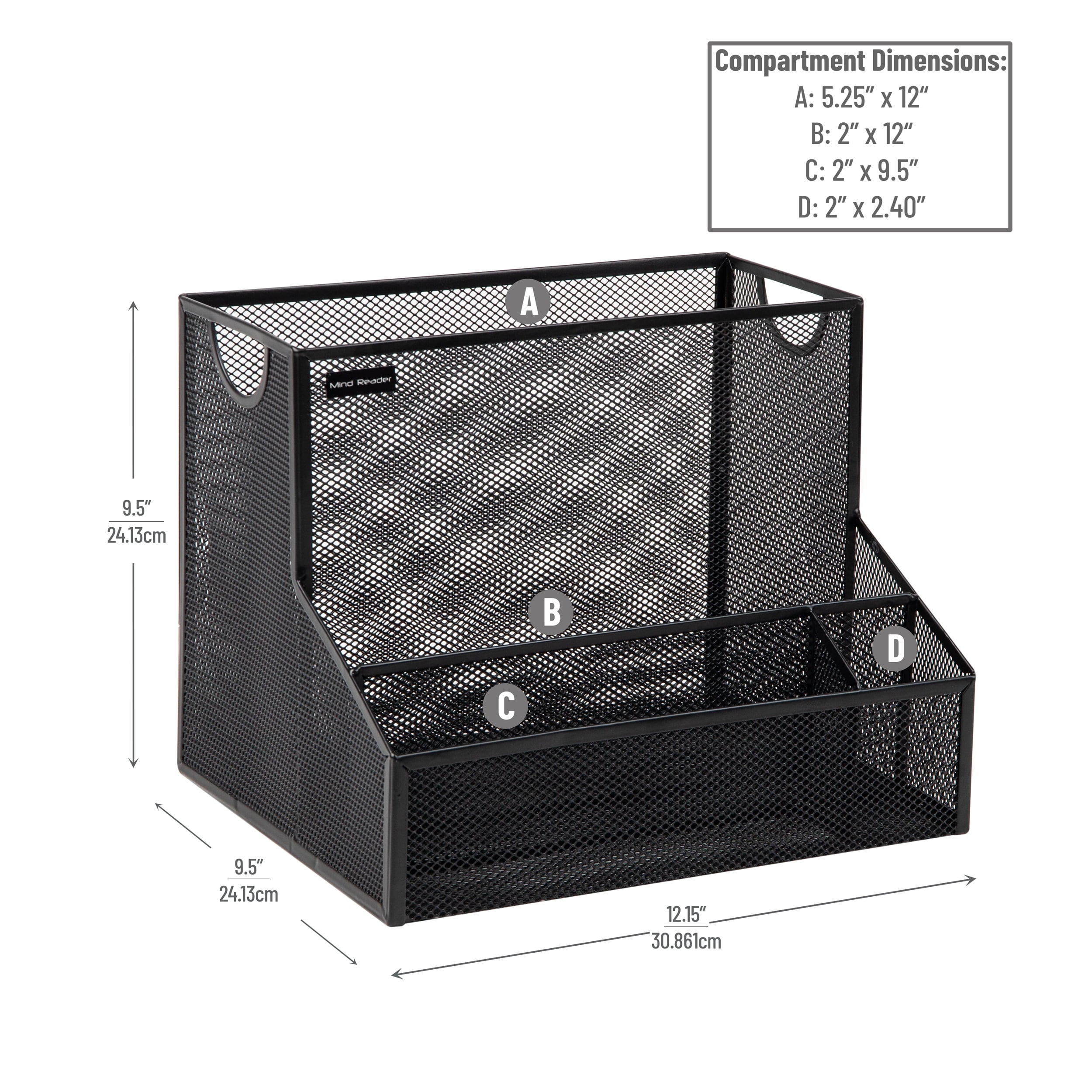 Desktop Organizer, Vertical File Storage, Letter Size, Office, Metal, Black - Image 3