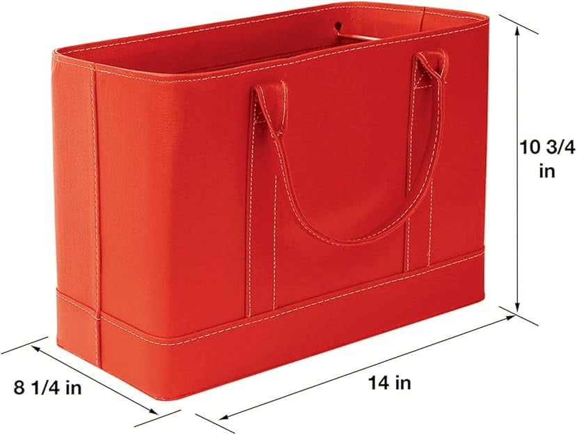 HOME DISTRICT Chic File Organizer Tote - Important Document Organizer Bag, Portable File Box with Handle, Red - Image 3