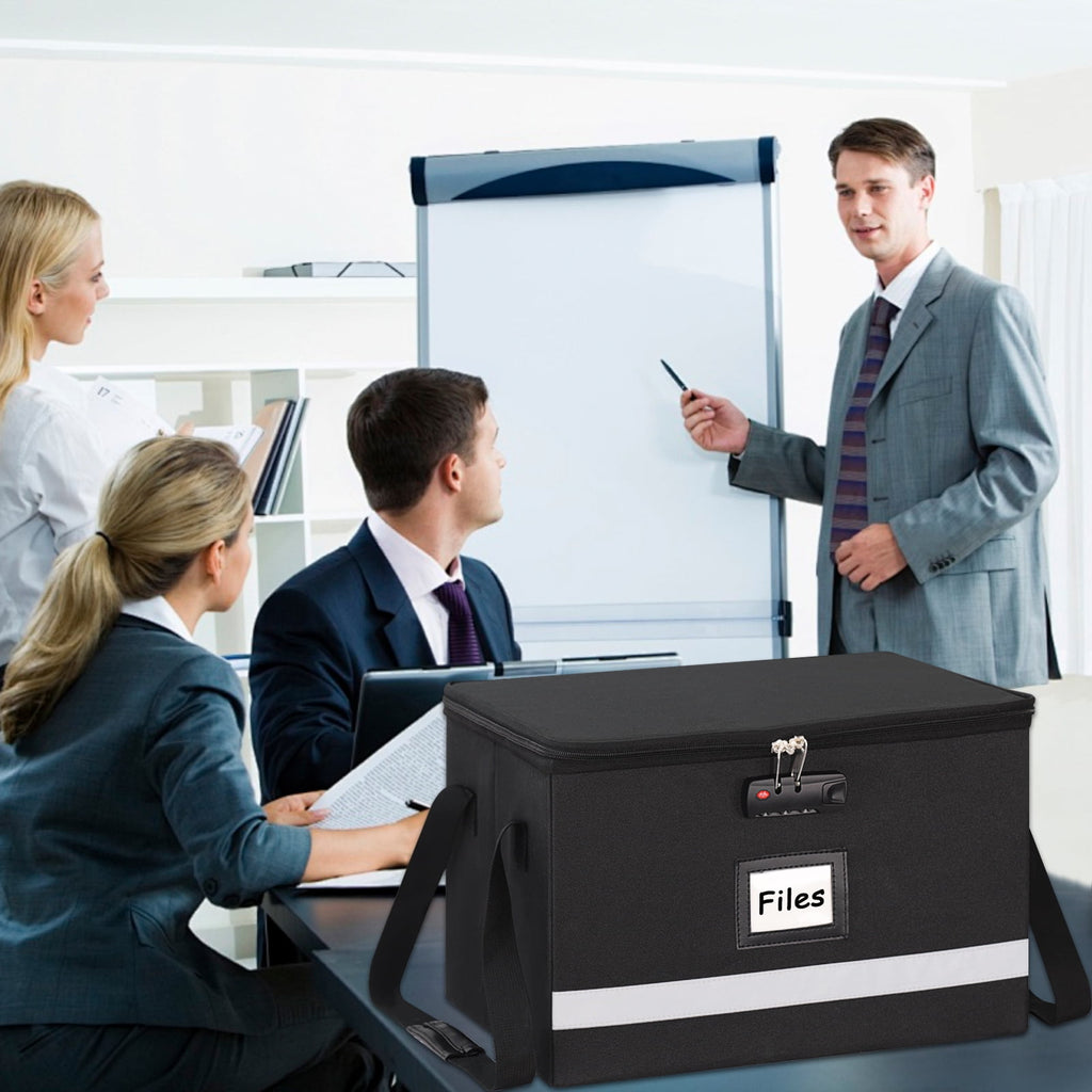 Upgraded File Box with Lock, Document File Organizer Box with Water-Resistant Zipper & Adjustable Handle, Collapsible... - Image 5