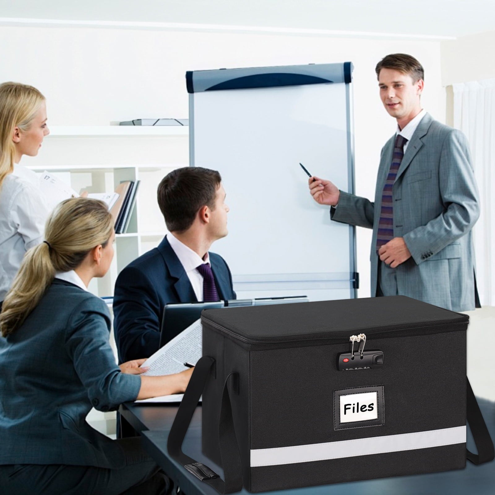 Upgraded File Box with Lock, Document File Organizer Box with Water-Resistant Zipper & Adjustable Handle, Collapsible... - Image 5