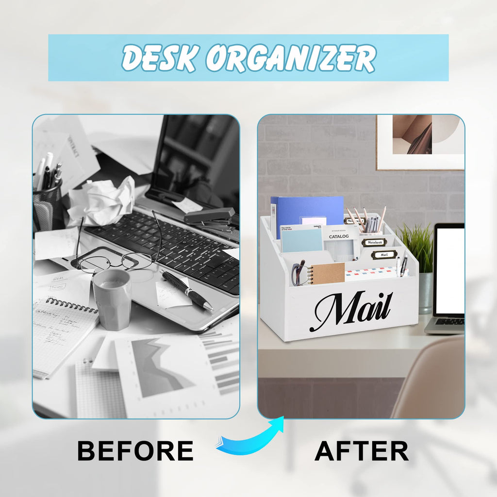 Rustic Mail Organizer for Desk, Mail Holder File Organizer Wall Mount, Office Accessories Mail Organizer Countertop w... - Image 6