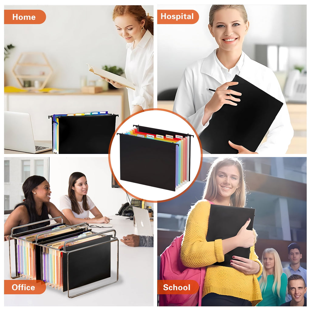 Ktinnead 3 Pack Expanding Hanging File Folders for Filing Cabinet 7 Pockets Accordian Dividers Folder Multi-Color Tabs Large Capacity Hangin - Image 3