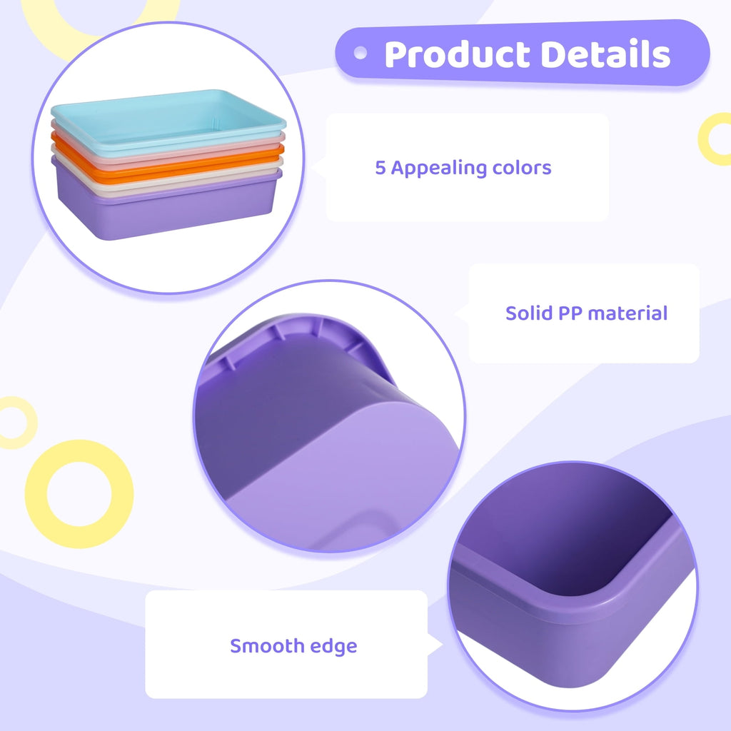 10 PCS Flat Storage Trays, Daily Items Organizer Bins Trays for Classroom Art Activity Plastic Stackable Trays File O... - Image 4