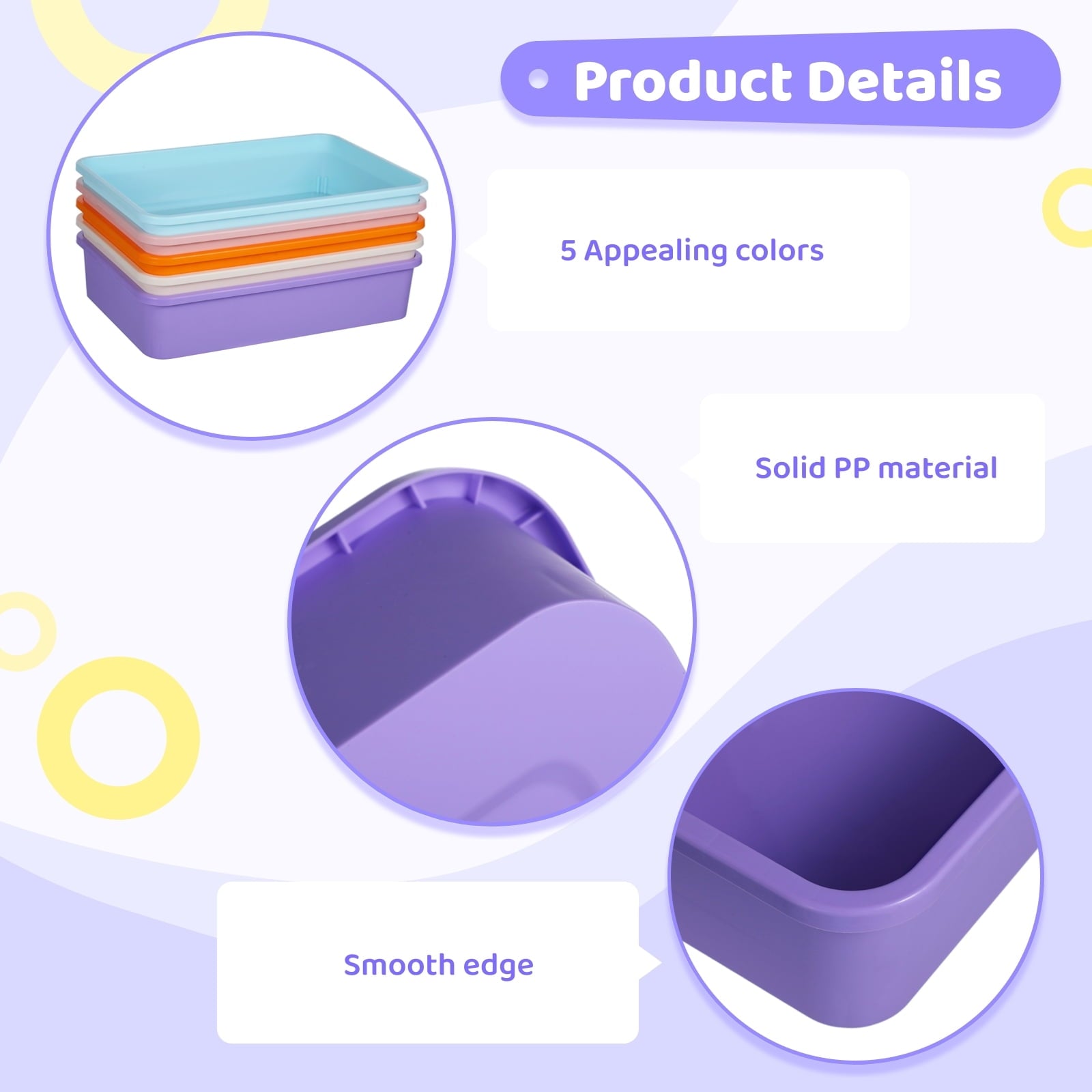 10 PCS Flat Storage Trays, Daily Items Organizer Bins Trays for Classroom Art Activity Plastic Stackable Trays File O... - Image 4