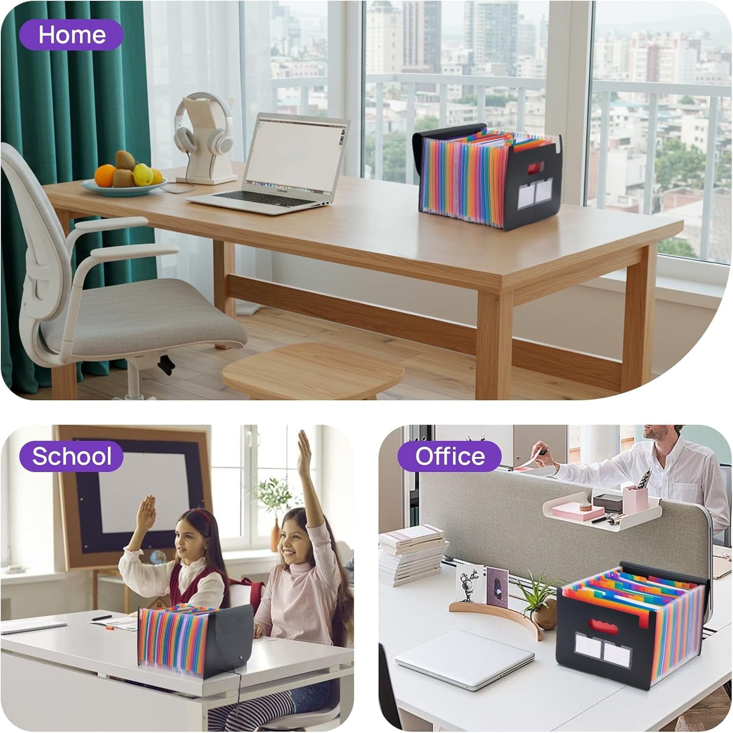 24 Pockets Expanding File Folder with Blank Labels, According File Organizer with Expandable Cover, Desktop Accordion... - Image 6