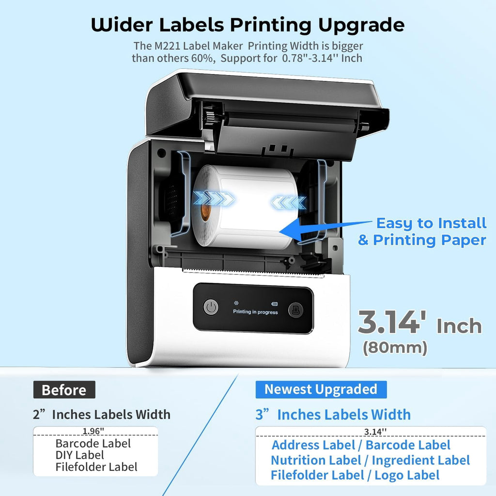 Label Maker- Address Label Printer M221 - 3'' Bluetooth Thermal Label Priner Perfect for Address, Barcode, Crafts, and Small Business - Comp - Image 6