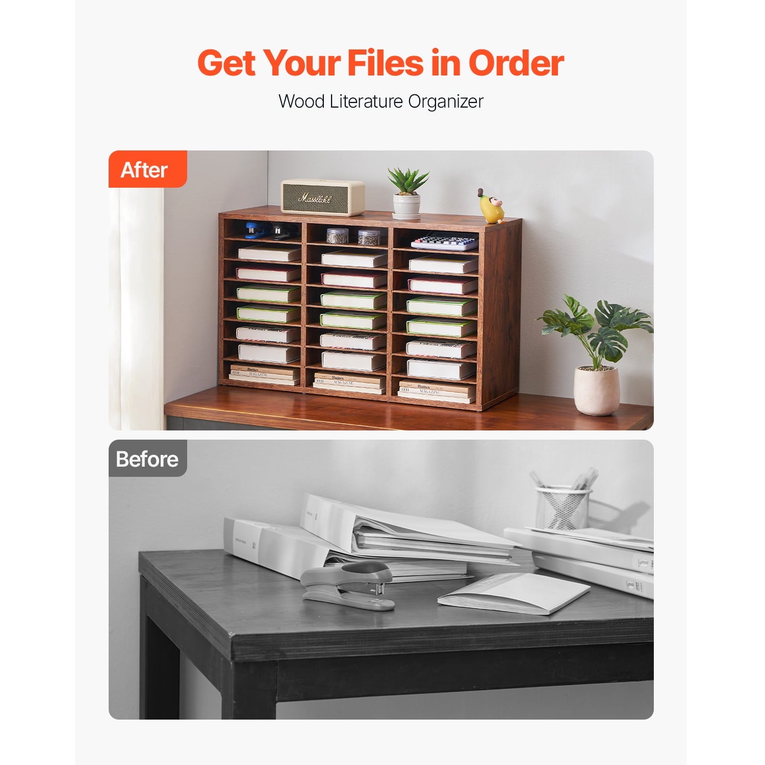 Document Divider, 24 Sections Office Postbox with Detachable Racks, Timber Postbox Arranger Particle Board for Office... - Image 4
