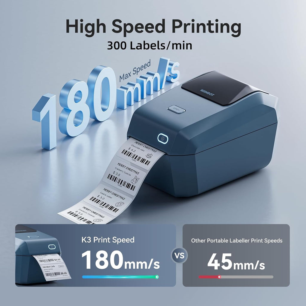 K3 Label Printer, 3 Inch Desktop Label Maker with High-Speed, Bluetooth and USB Connection, Support Smartphone & PC, Thermal Label Maker for - Image 2