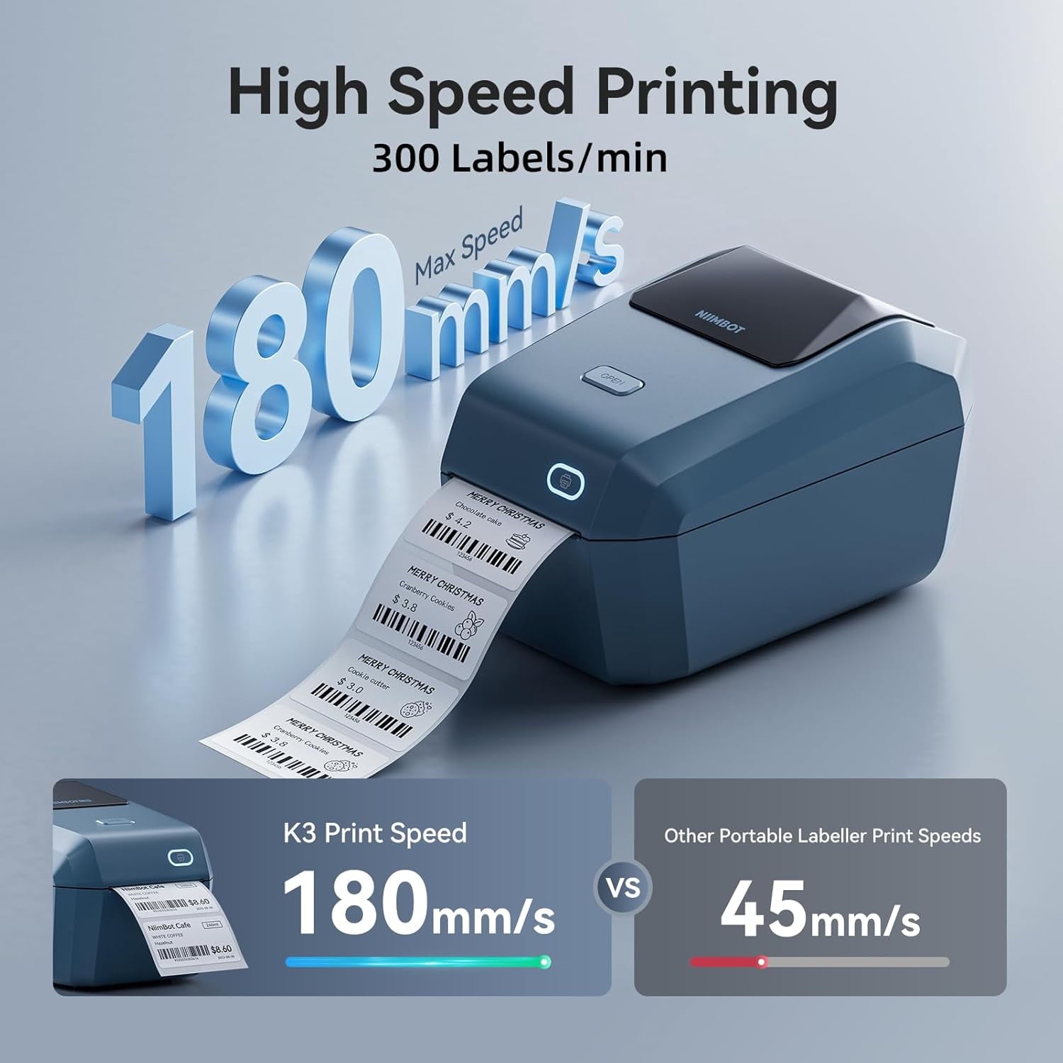 K3 Label Printer, 3 Inch Desktop Label Maker with High-Speed, Bluetooth and USB Connection, Support Smartphone & PC, Thermal Label Maker for - Image 2